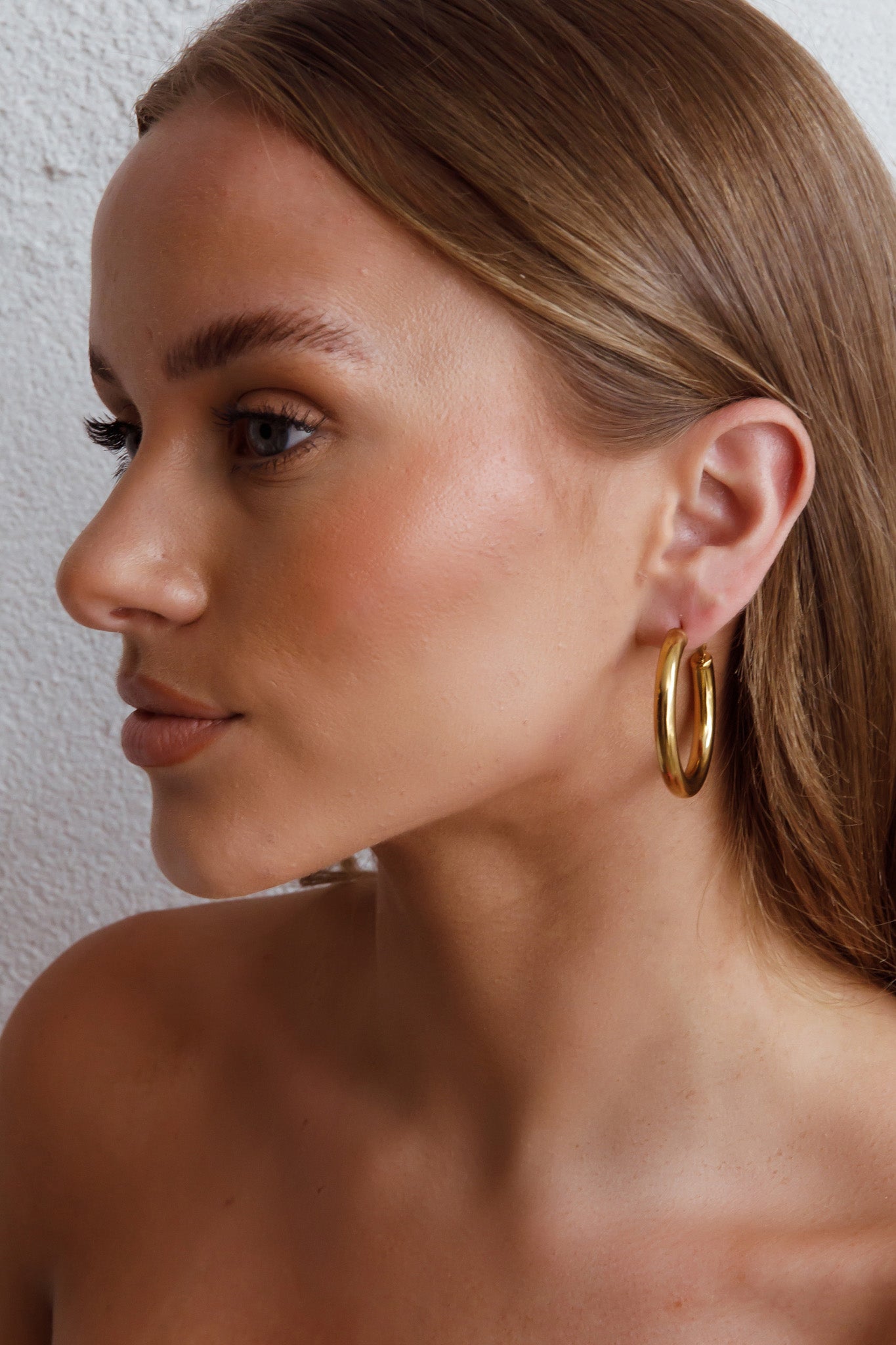 Medusa Hoop Earrings Gold-Fable Dress