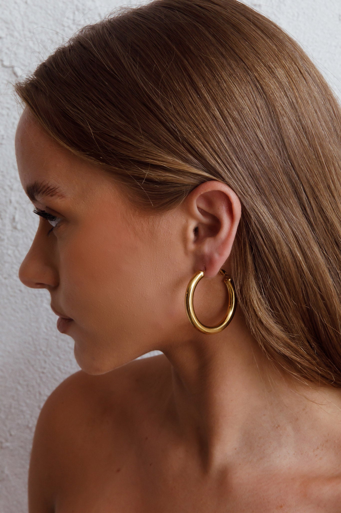 Medusa Hoop Earrings Gold-Fable Dress