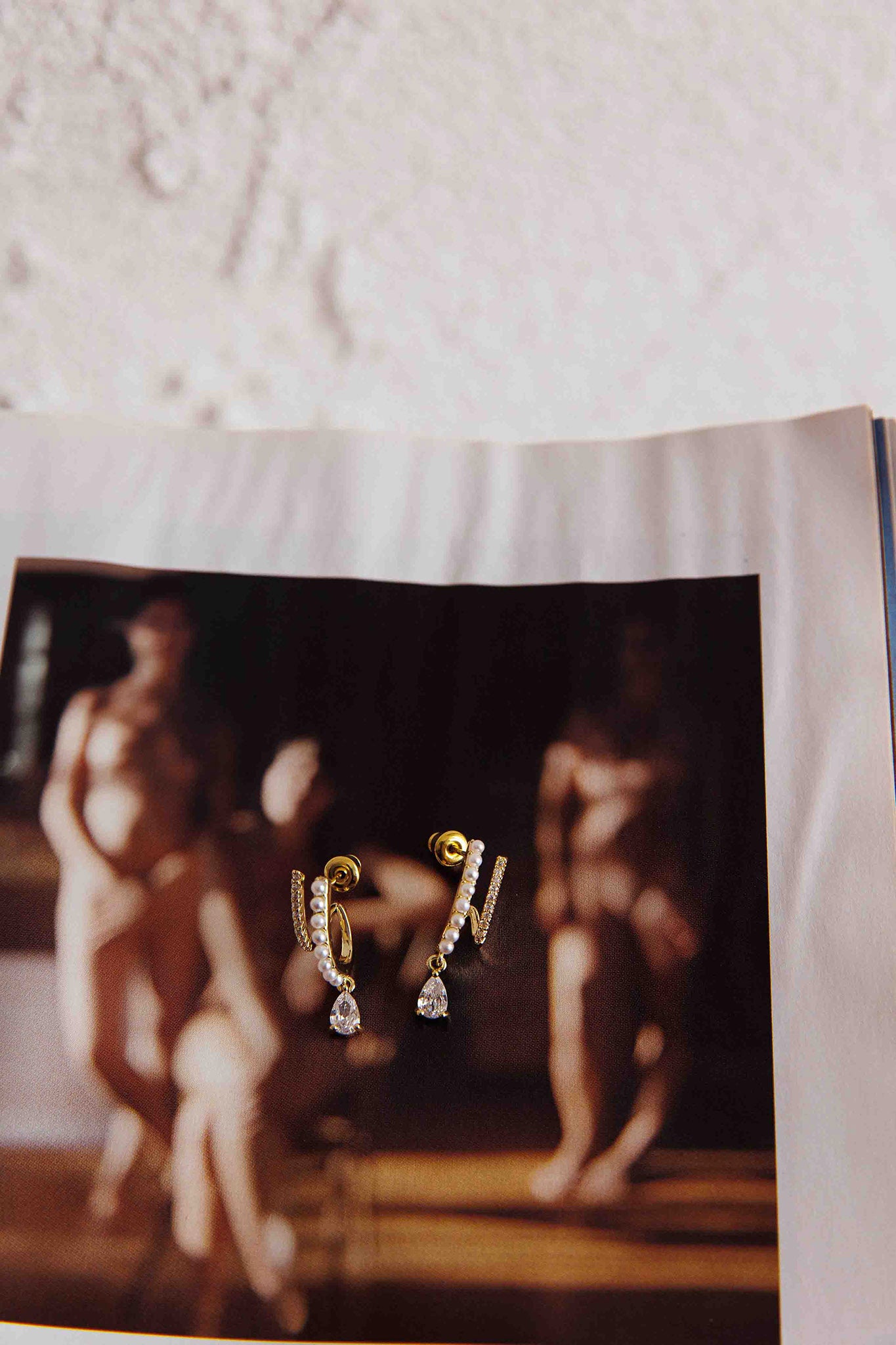 Dawn Double Pierce Illusion Earrings Gold-Fable Dress