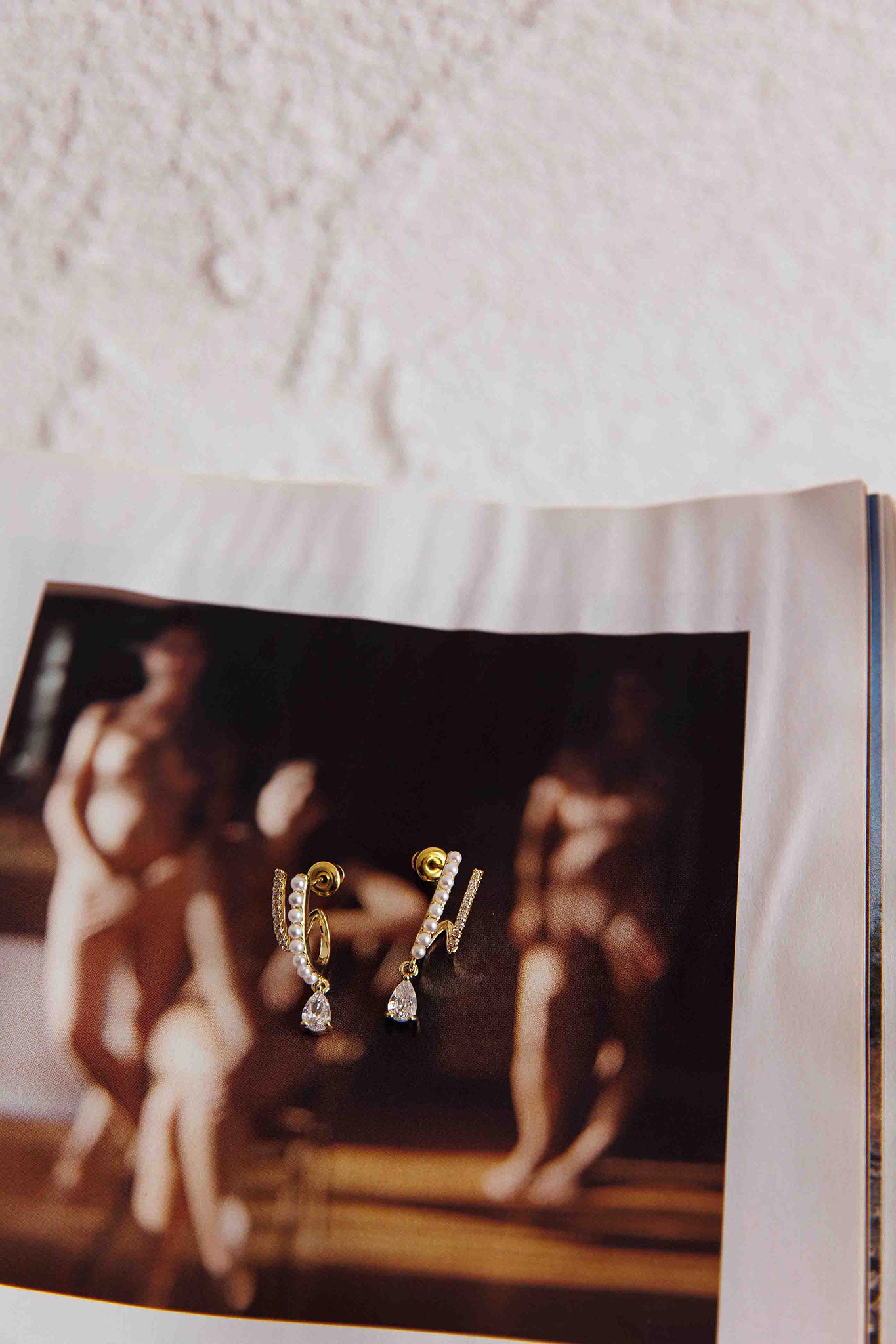 Dawn Double Pierce Illusion Earrings Gold-Fable Dress