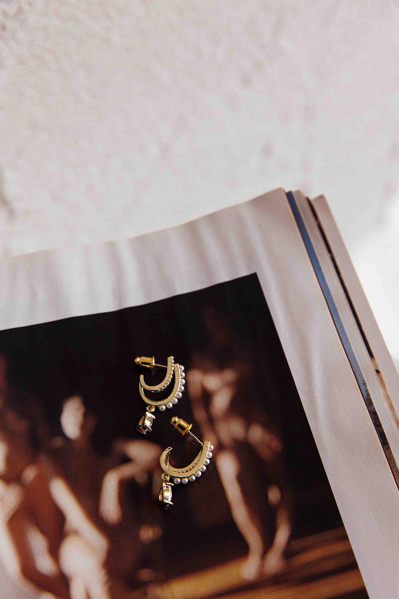 Dawn Double Pierce Illusion Earrings Gold-Fable Dress