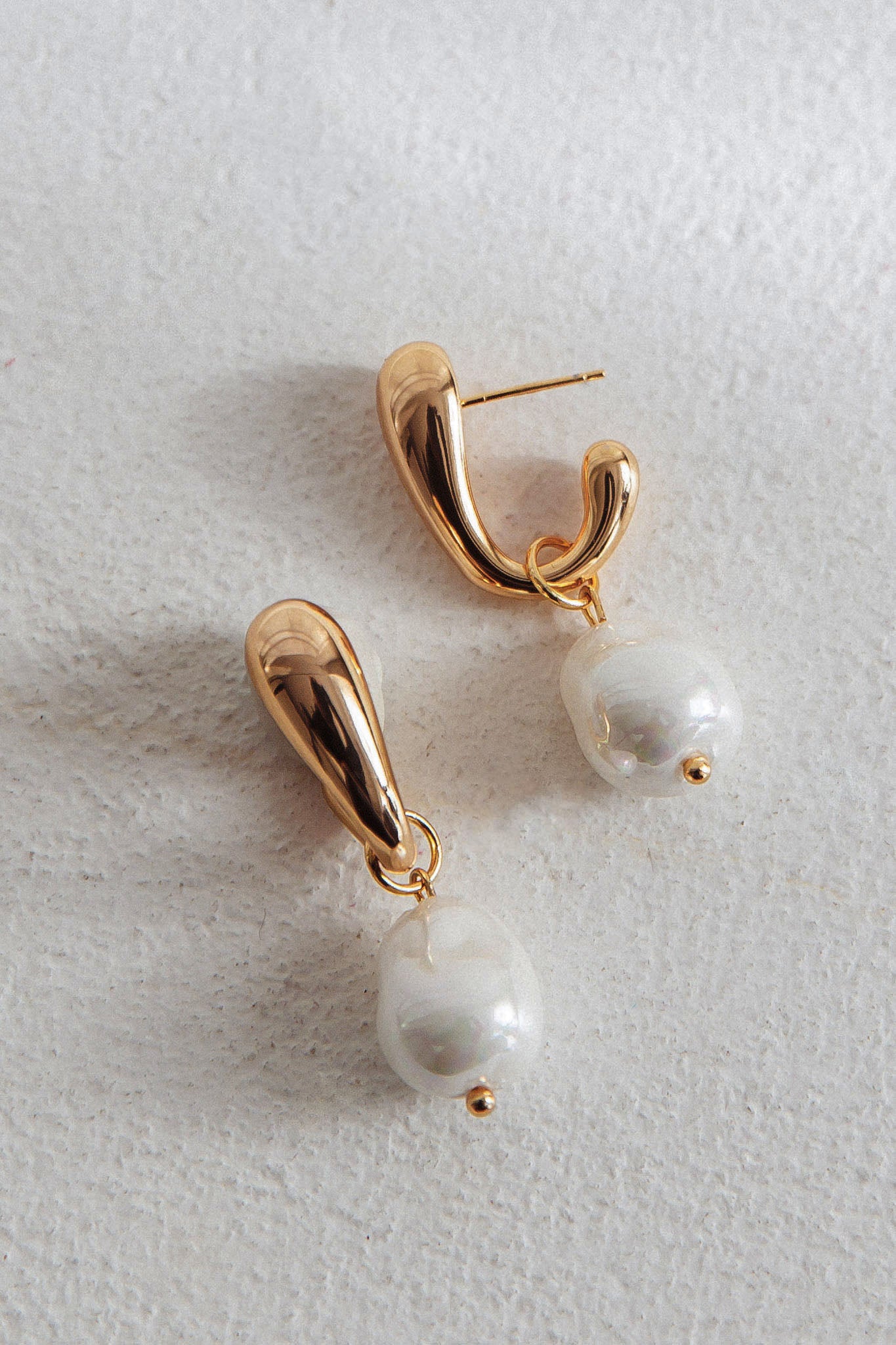 Celene Drop Pearl Earrings Gold-Fable Dress