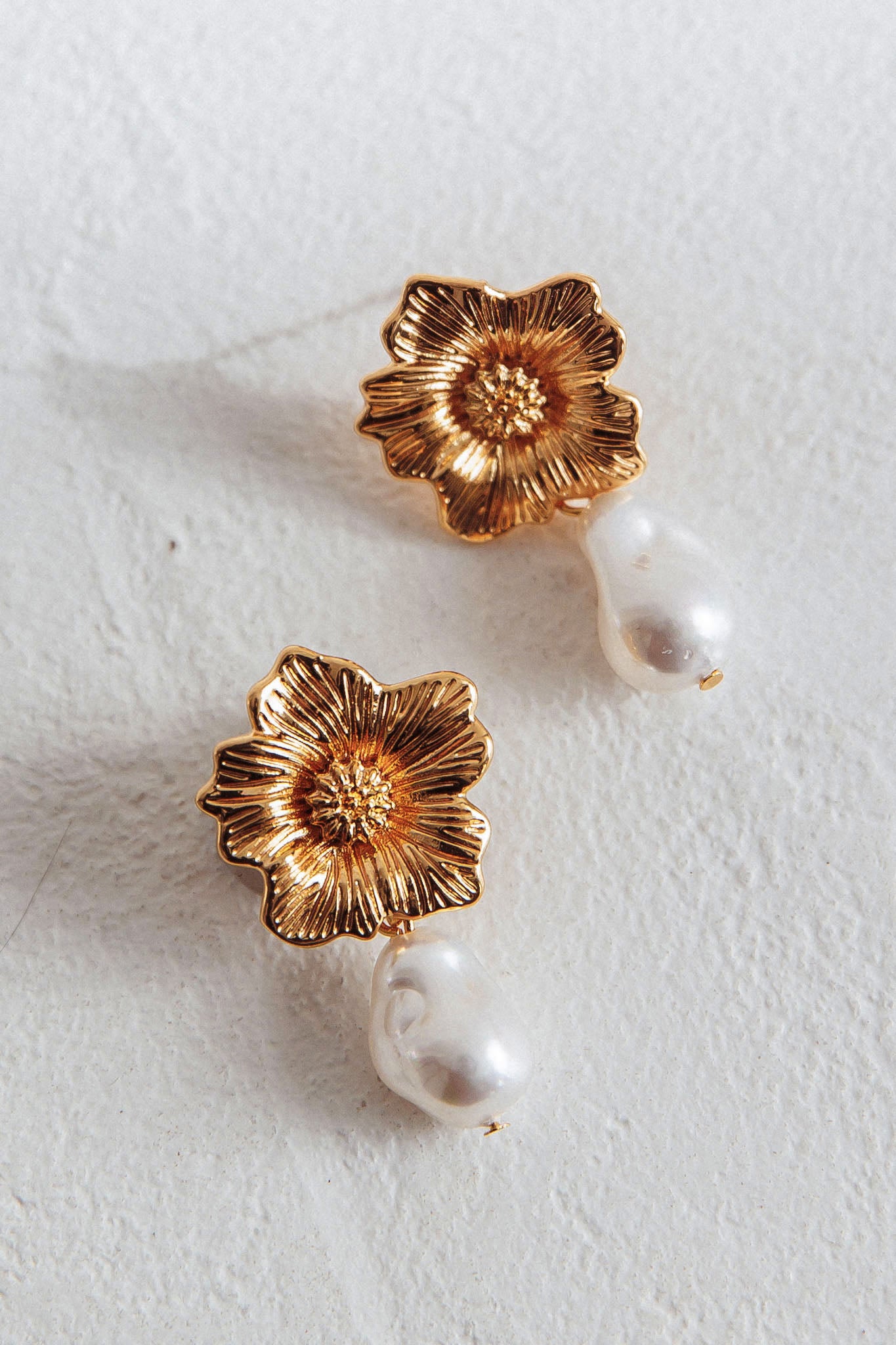 Camryn Drop Pearl Earrings Gold-Fable Dress