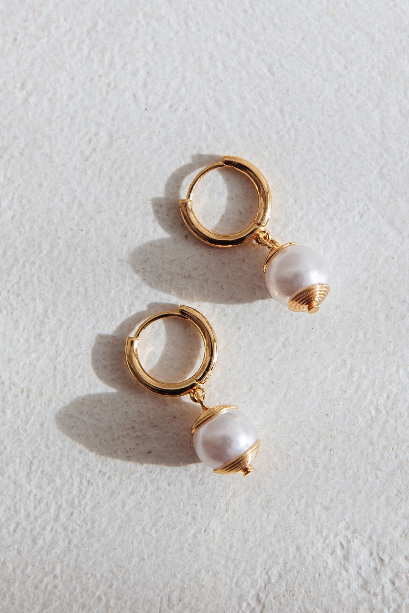 Ebony Drop Pearl Earrings Gold-Fable Dress