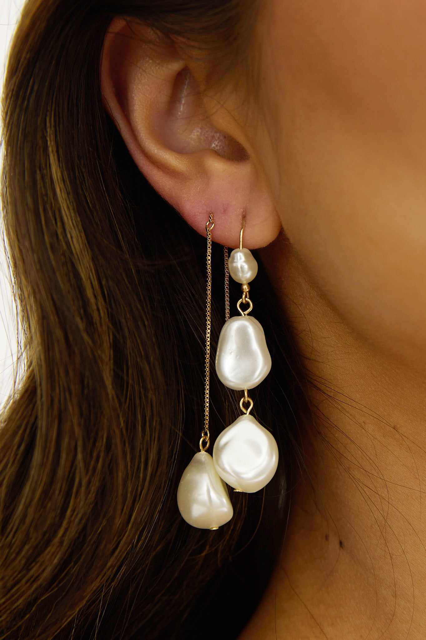 Ninette Faux Pearl Droplet Earrings Gold/Pearl-Fable Dress