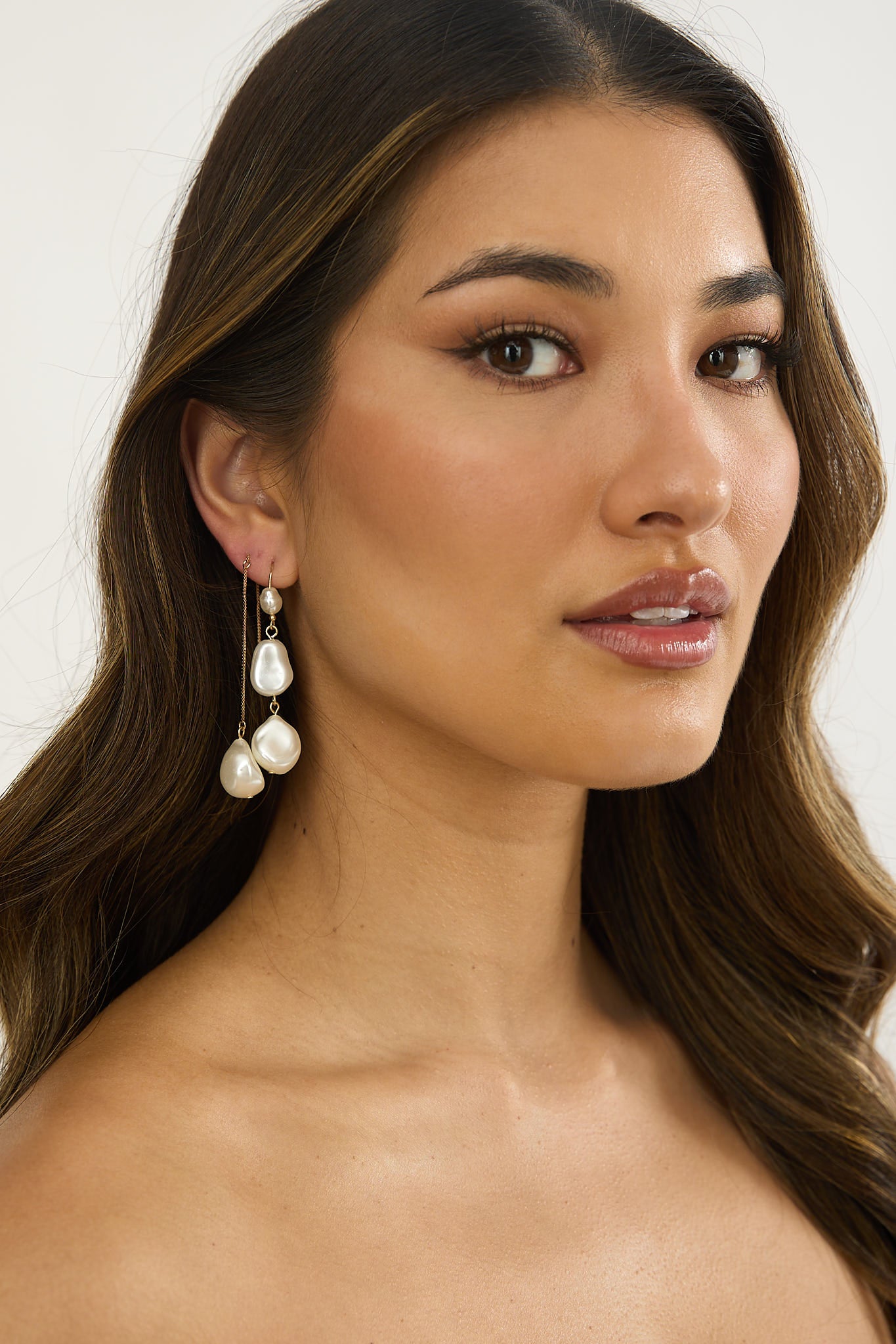 Ninette Faux Pearl Droplet Earrings Gold/Pearl-Fable Dress
