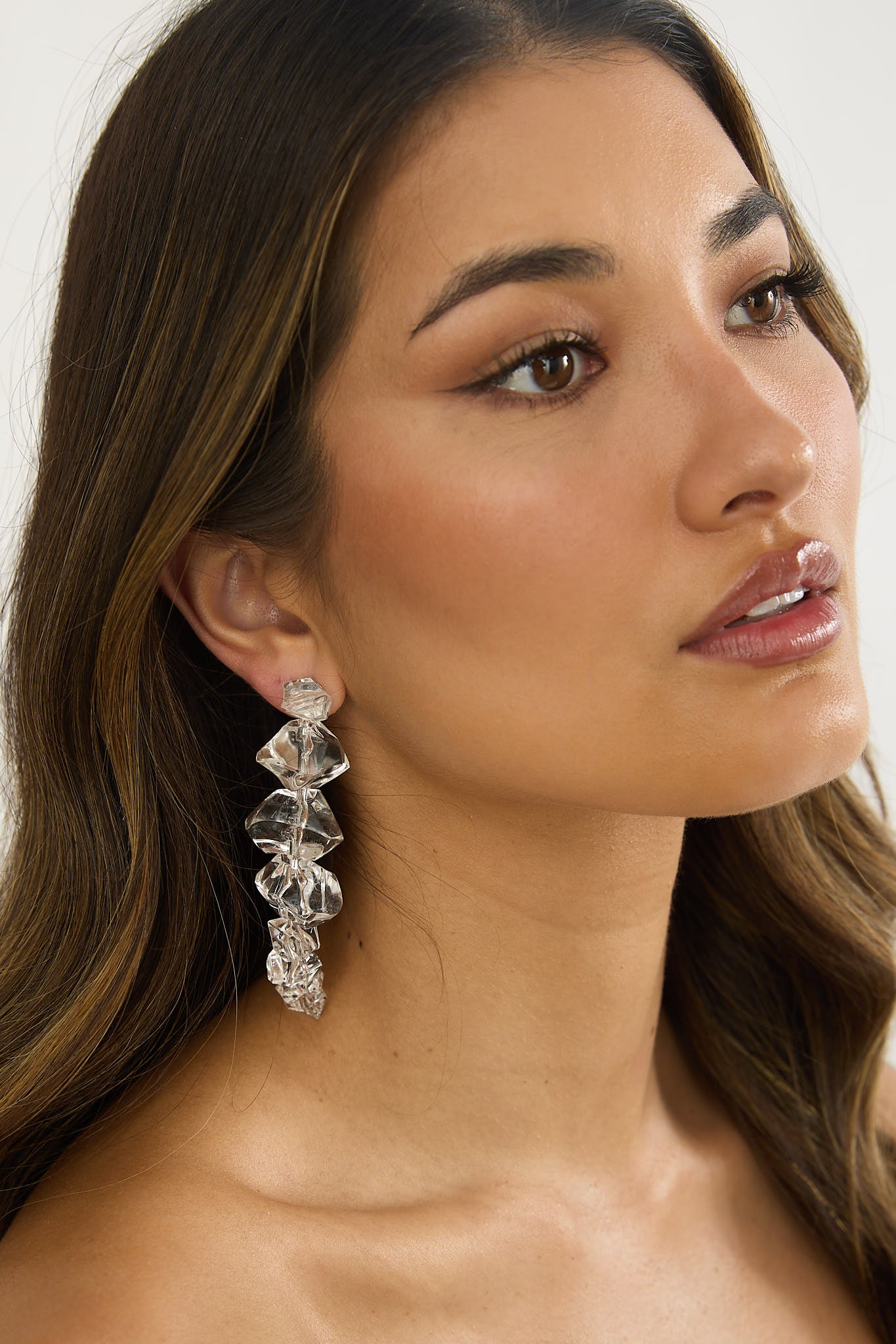 Venusa Irregular Bead Drop Earrings Clear-Fable Dress