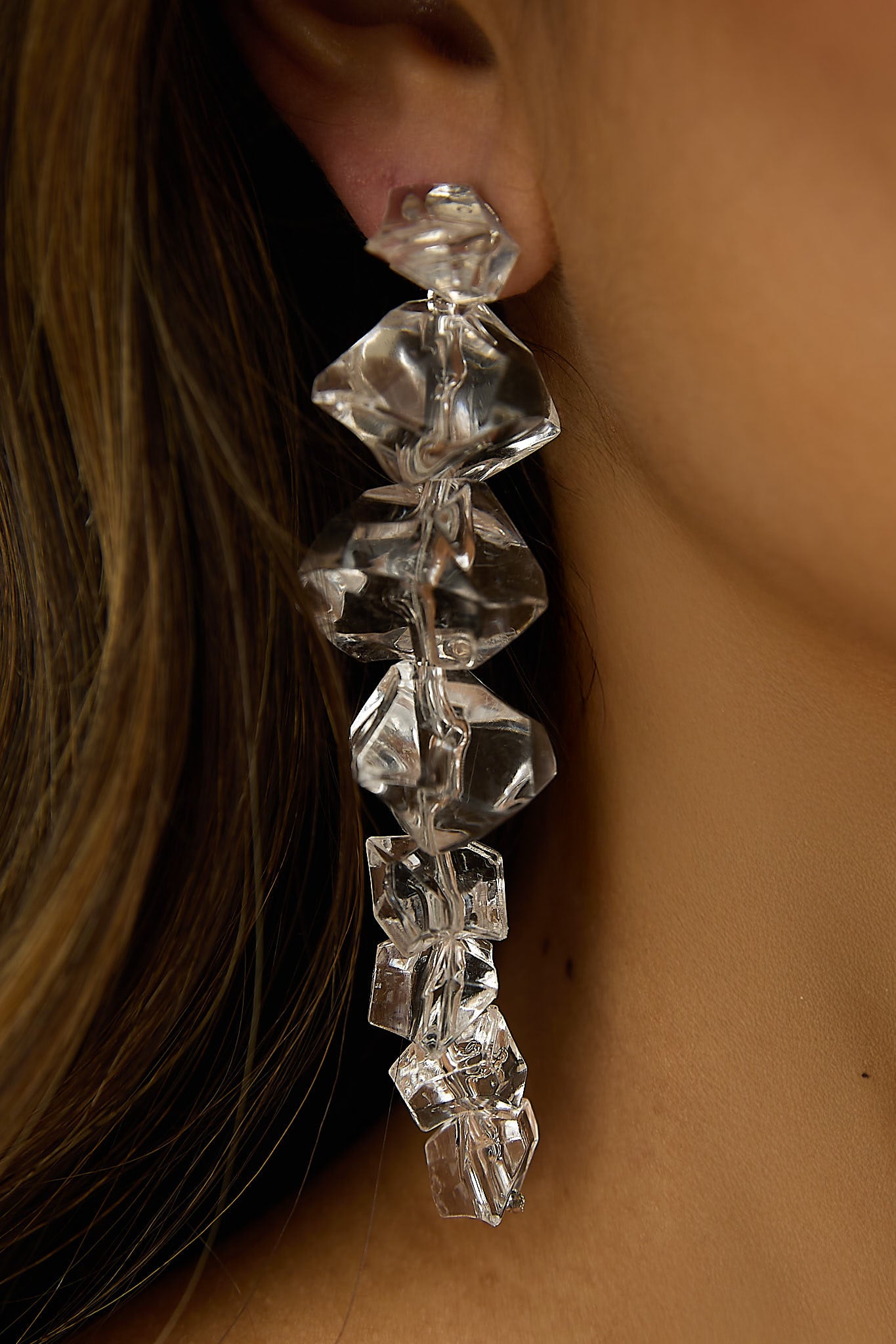 Venusa Irregular Bead Drop Earrings Clear-Fable Dress