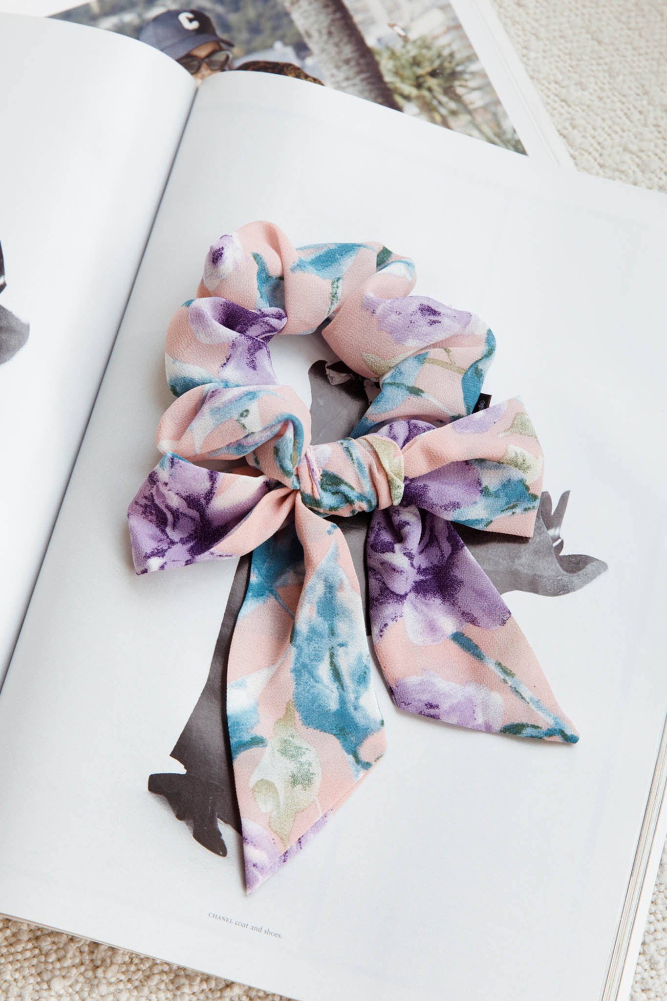 Bow Scrunchie Floral Blush-Fable Dress