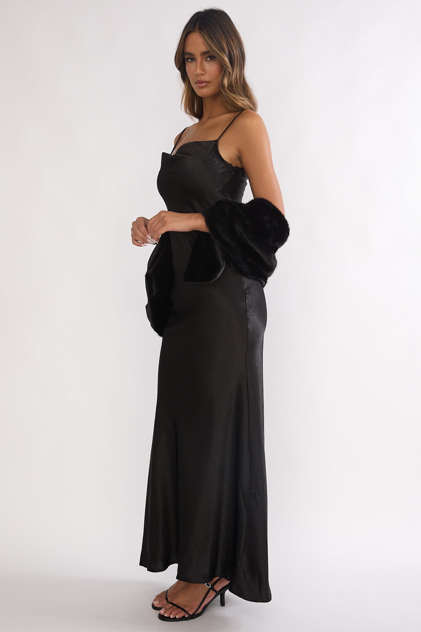 Hadley Cami Scarf Maxi Dress Black-Fable Dress