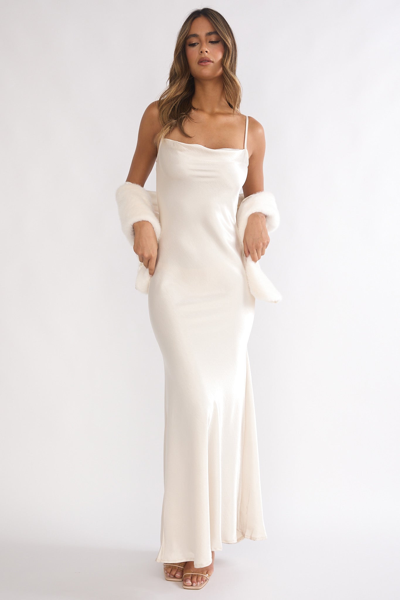 Hadley Cami Scarf Maxi Dress Cream-Fable Dress