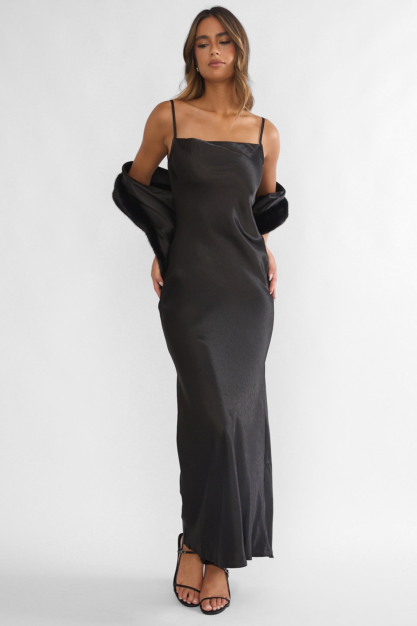 Hadley Cami Scarf Maxi Dress Black-Fable Dress