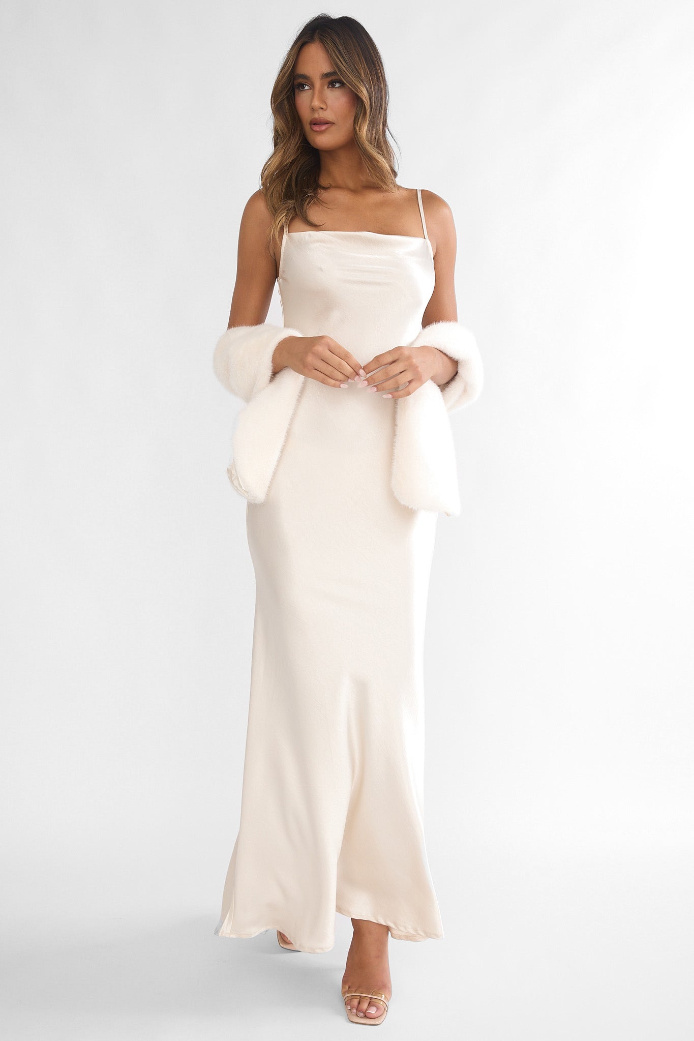 Hadley Cami Scarf Maxi Dress Cream-Fable Dress