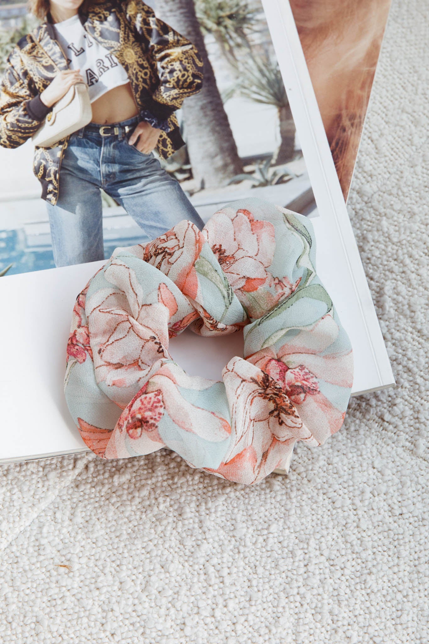 Chouchou Scrunchie Floral Green-Fable Dress