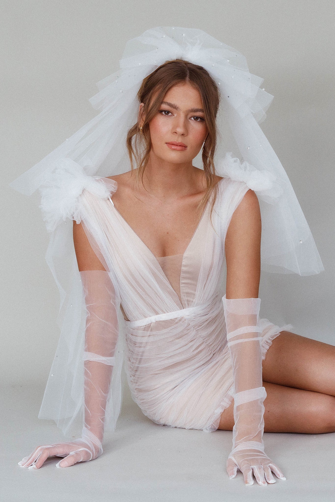 Diana Tulle Gloves White-Fable Dress