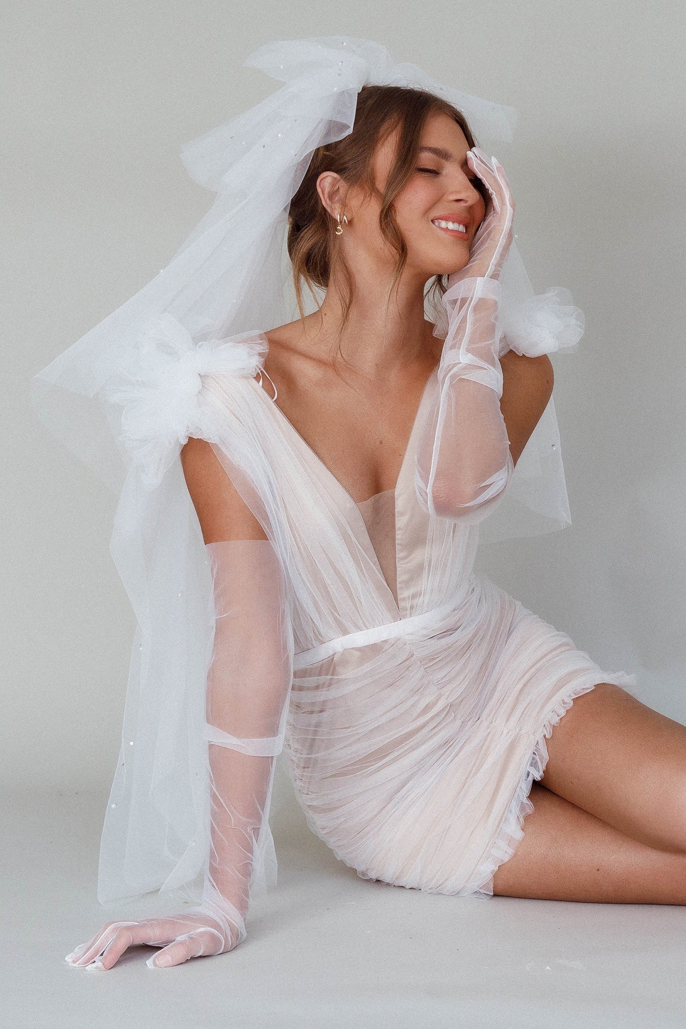 Diana Tulle Gloves White-Fable Dress