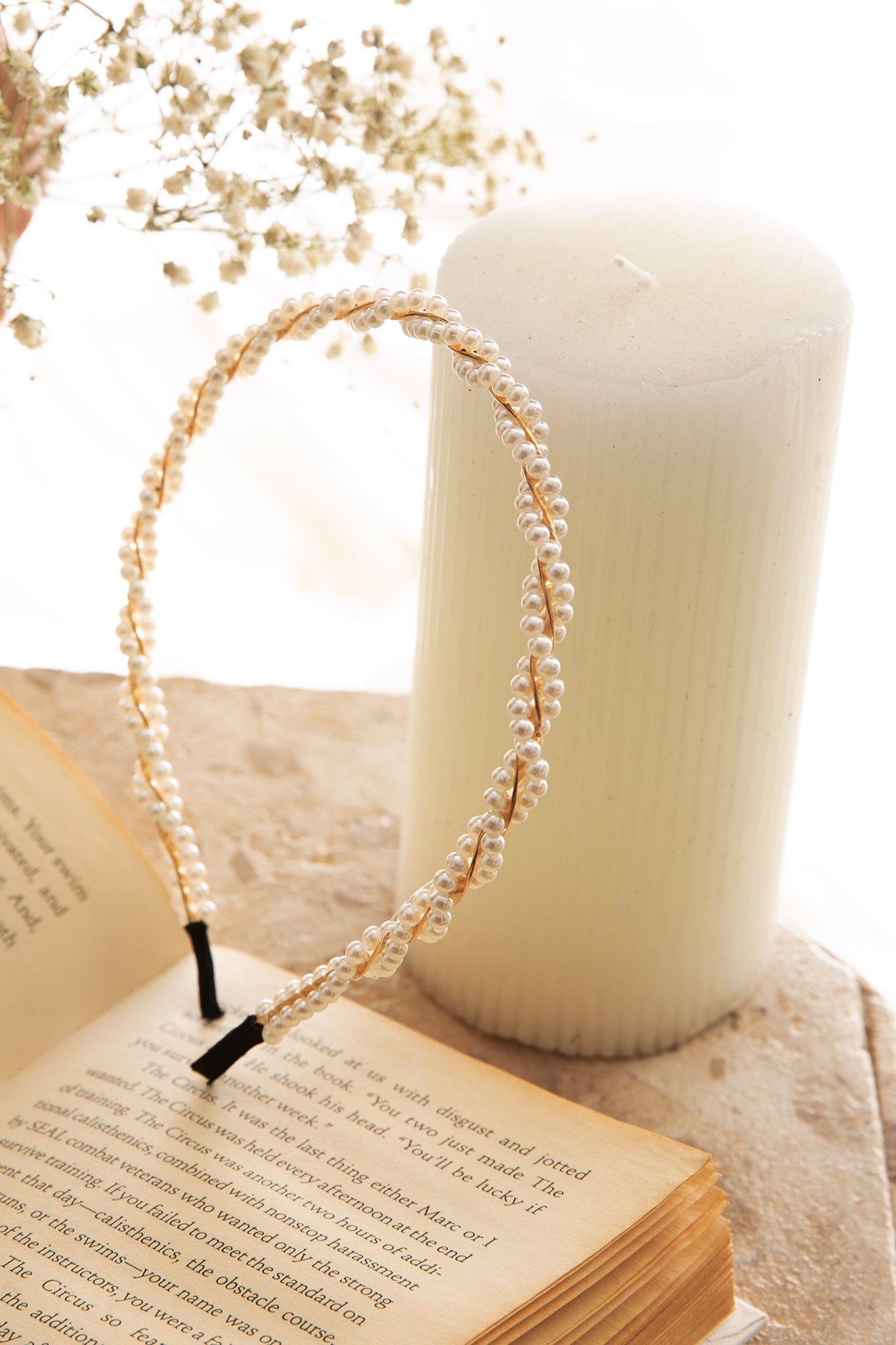 Odette Twisted Pearl Headband Gold-Fable Dress