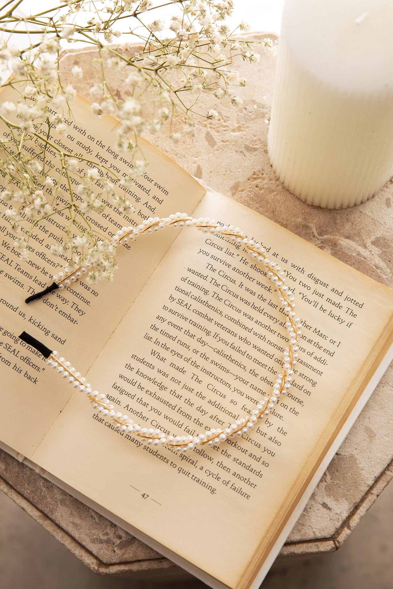 Odette Twisted Pearl Headband Gold-Fable Dress