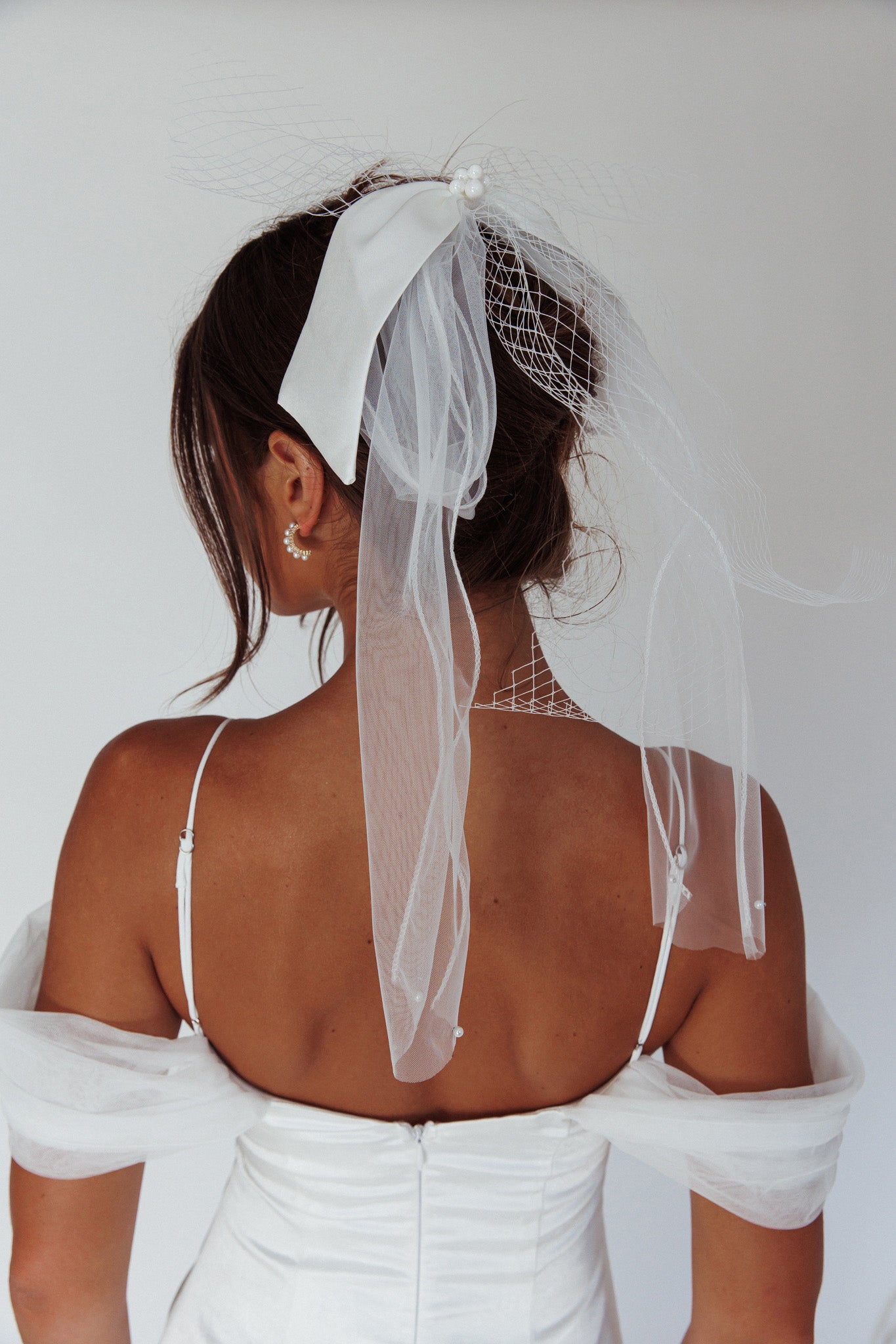 Esther Pearl & Bow Bridal Veil White-Fable Dress