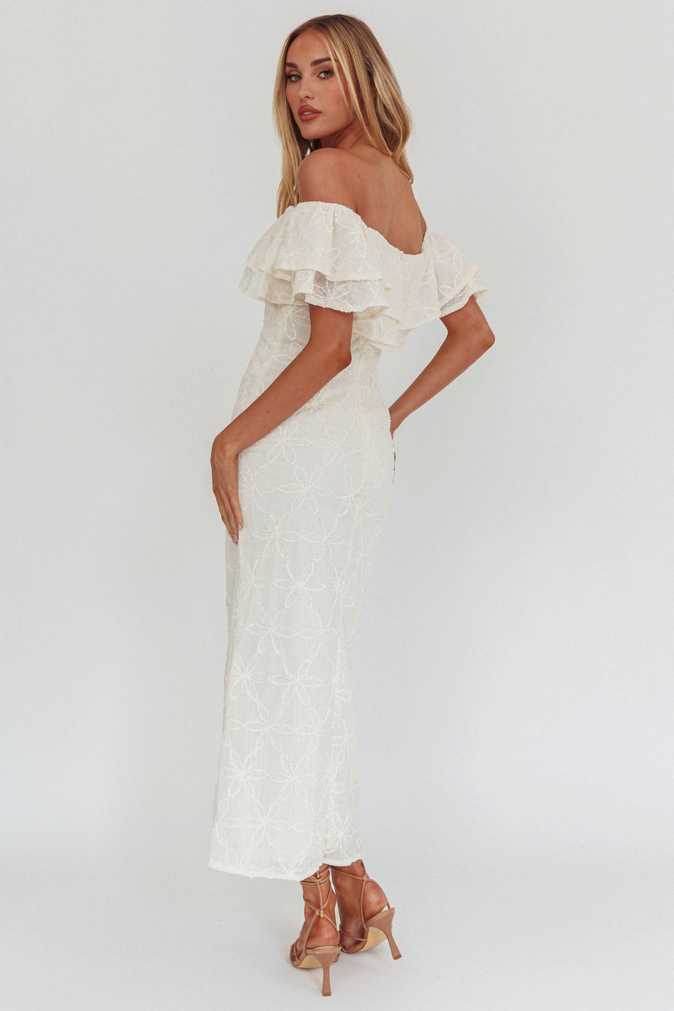 Beauty Within On-Off-Shoulder Maxi Dress Cream-Fable Dress