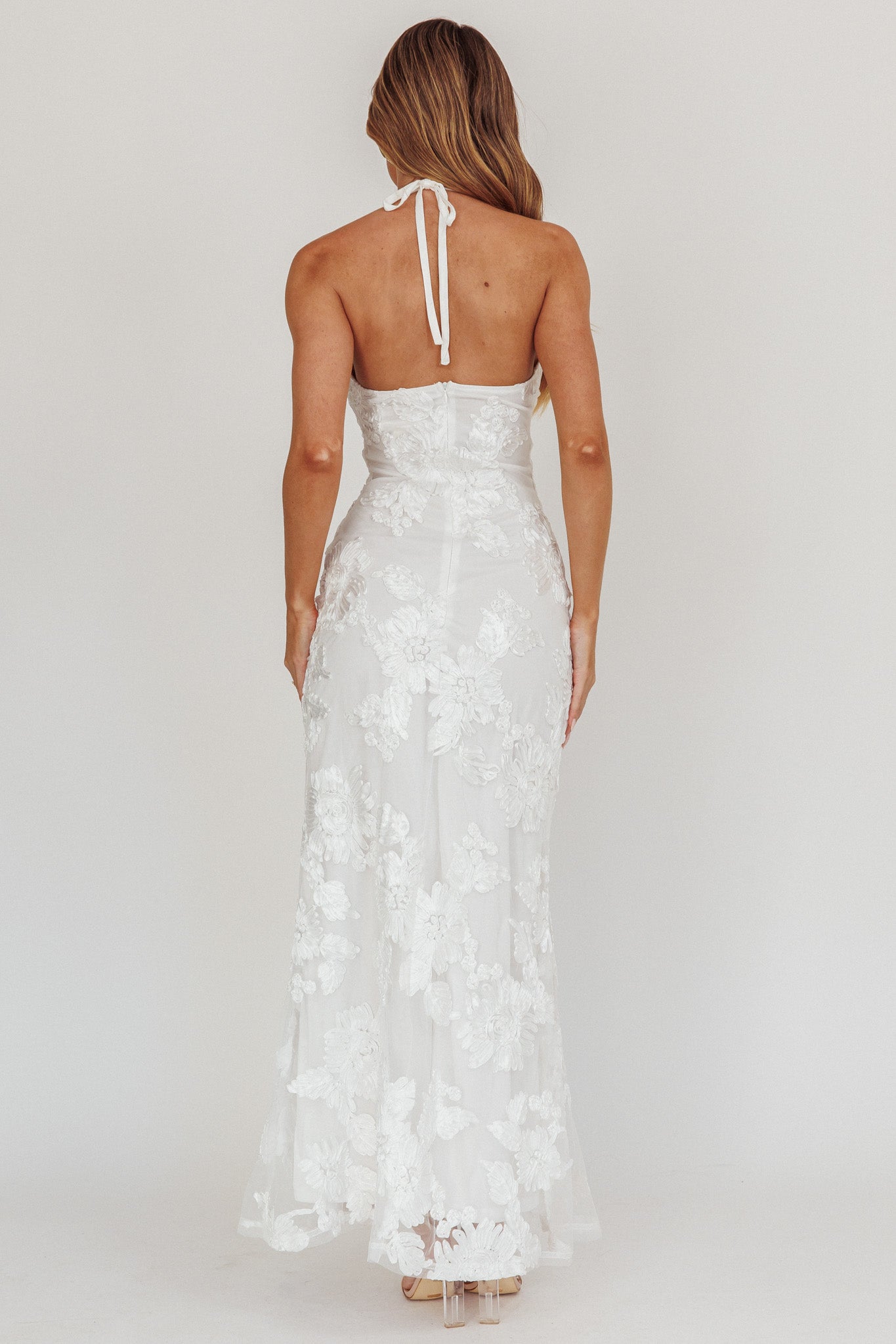 Your Affections Rosette Ribbon Embellished Maxi Dress White-Fable Dress