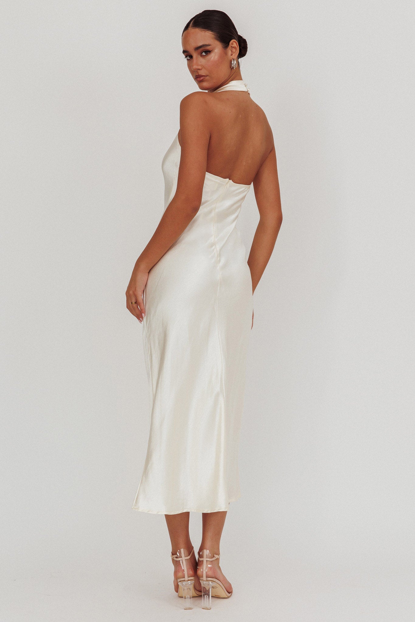 Element Halterneck Maxi Dress Champagne-Fable Dress