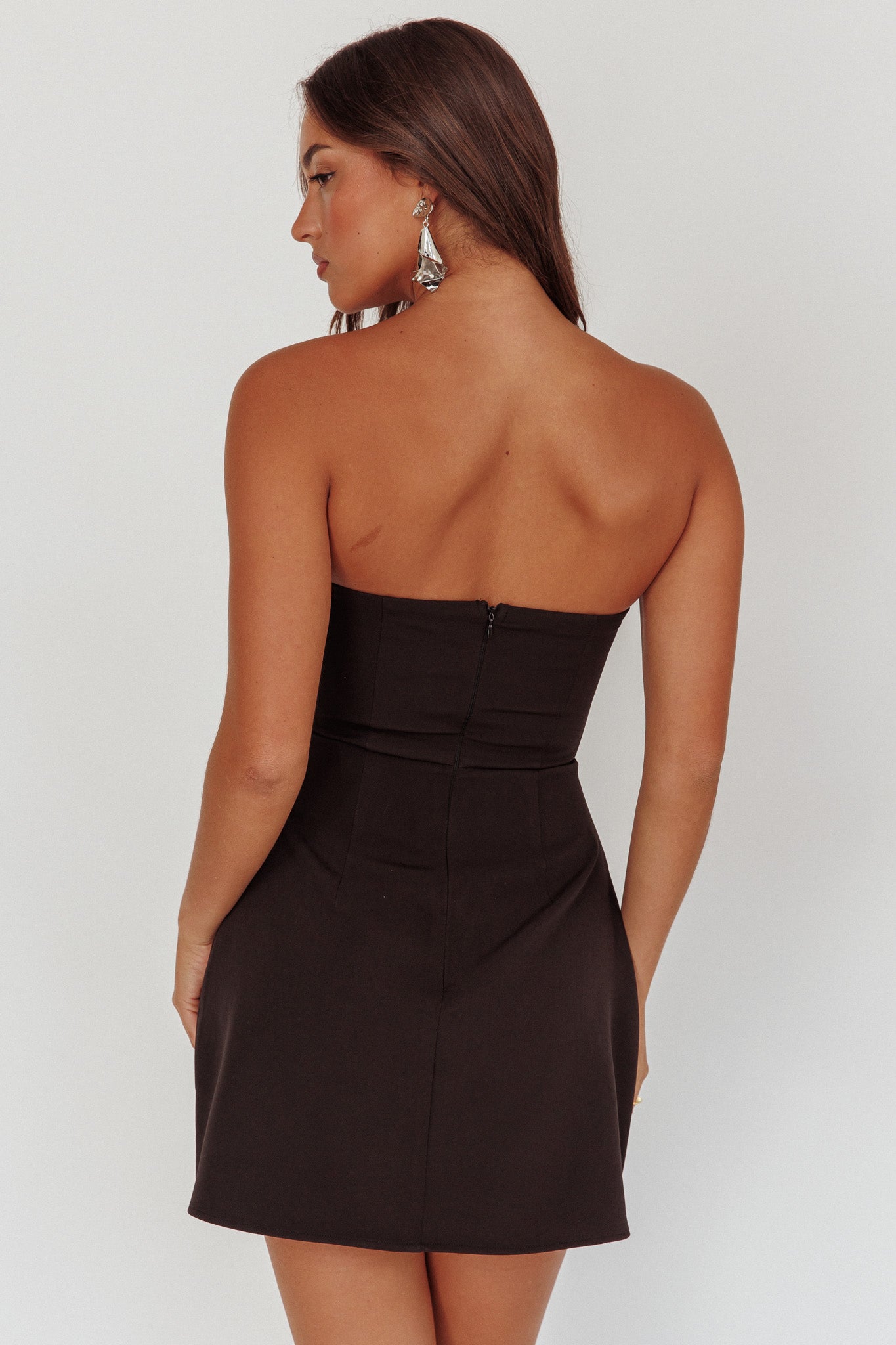 Hillara Strapless Mini Dress Black-Fable Dress