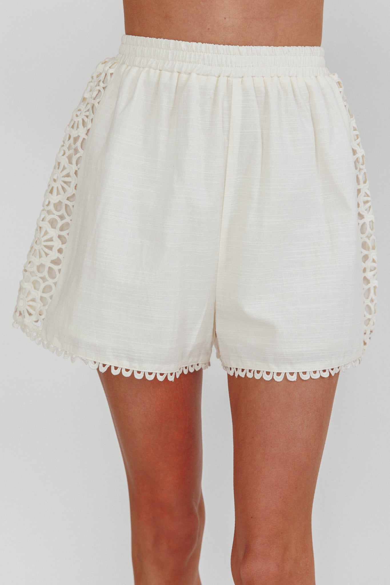 Baybreeze Lace Applique Shorts White-Fable Dress