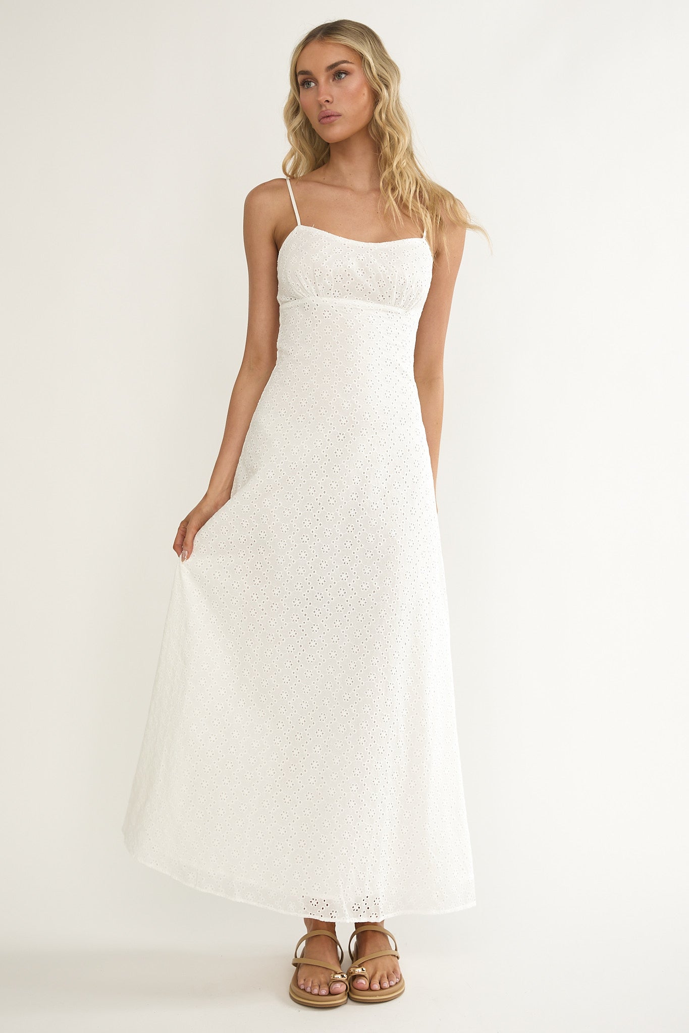 Naysha Eyelet Embroidery Maxi Dress-Fable Dress