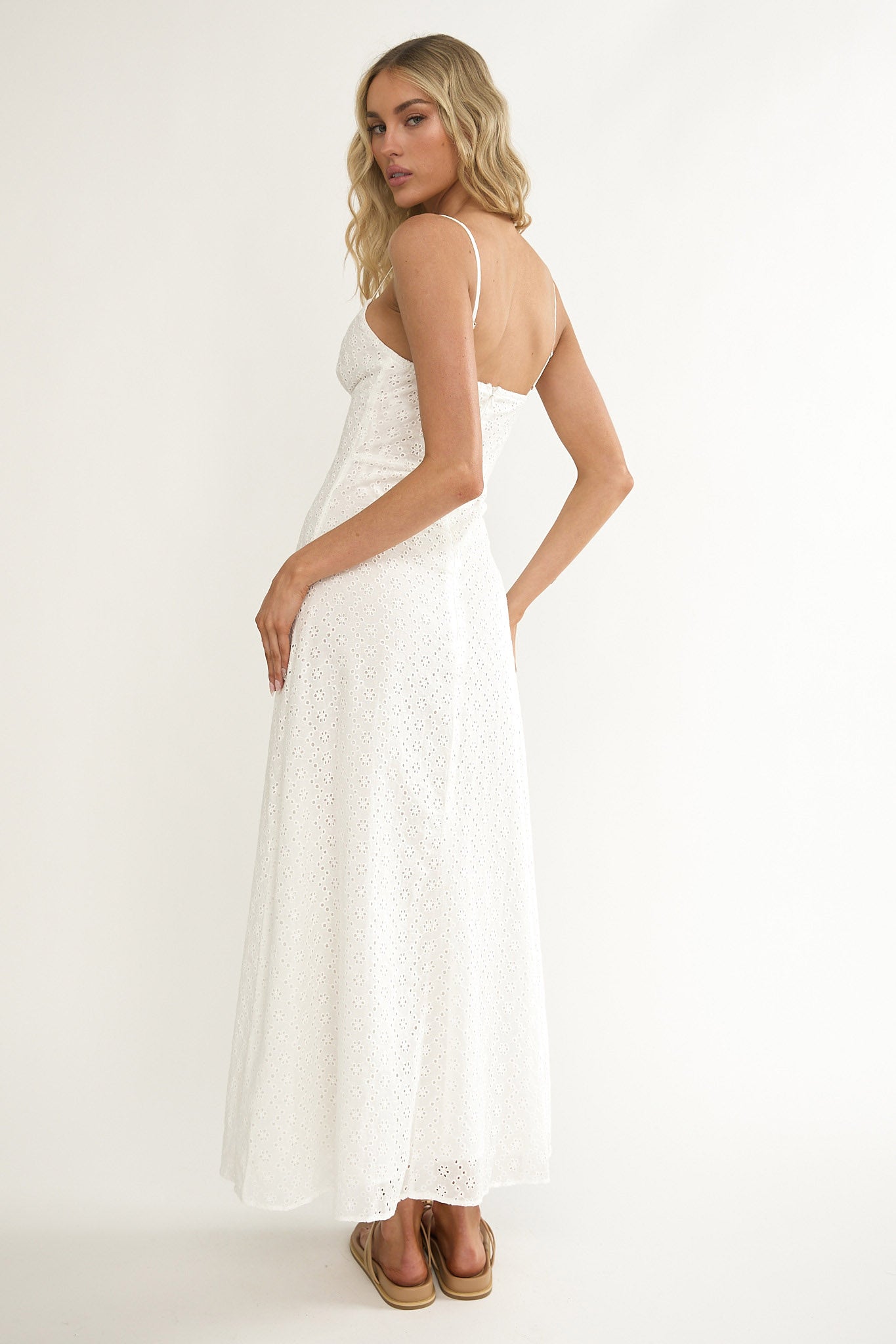 Naysha Eyelet Embroidery Maxi Dress-Fable Dress