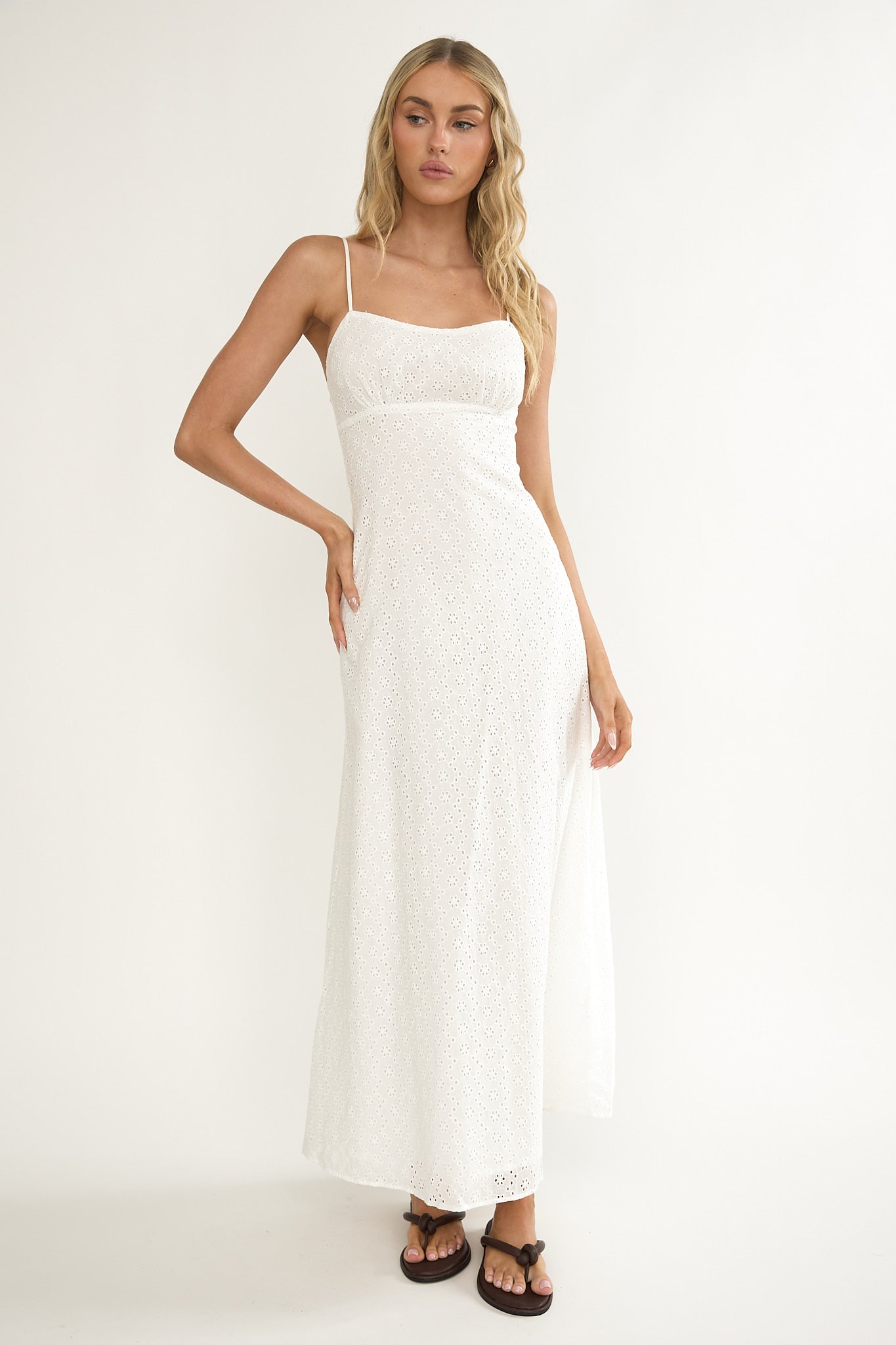 Naysha Eyelet Embroidery Maxi Dress-Fable Dress