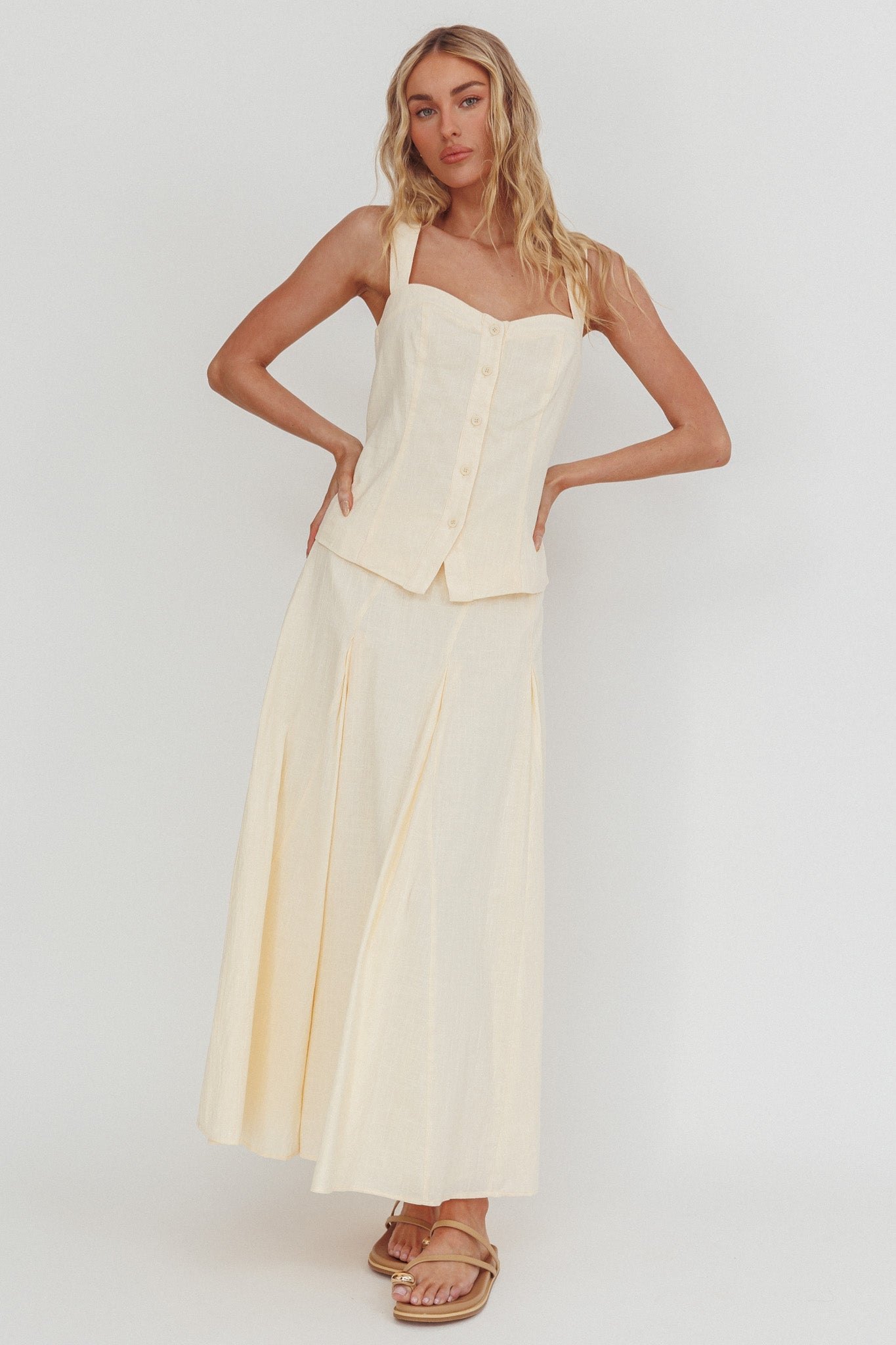 Morning Lights Godet Maxi Skirt Cream-Fable Dress