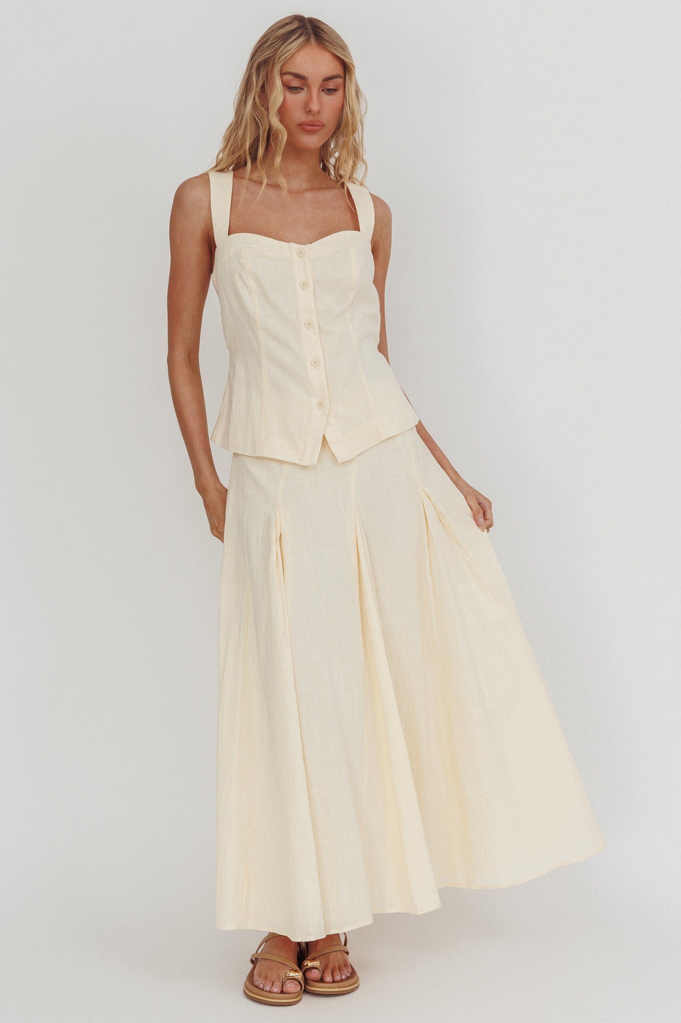 Morning Lights Godet Maxi Skirt Cream-Fable Dress