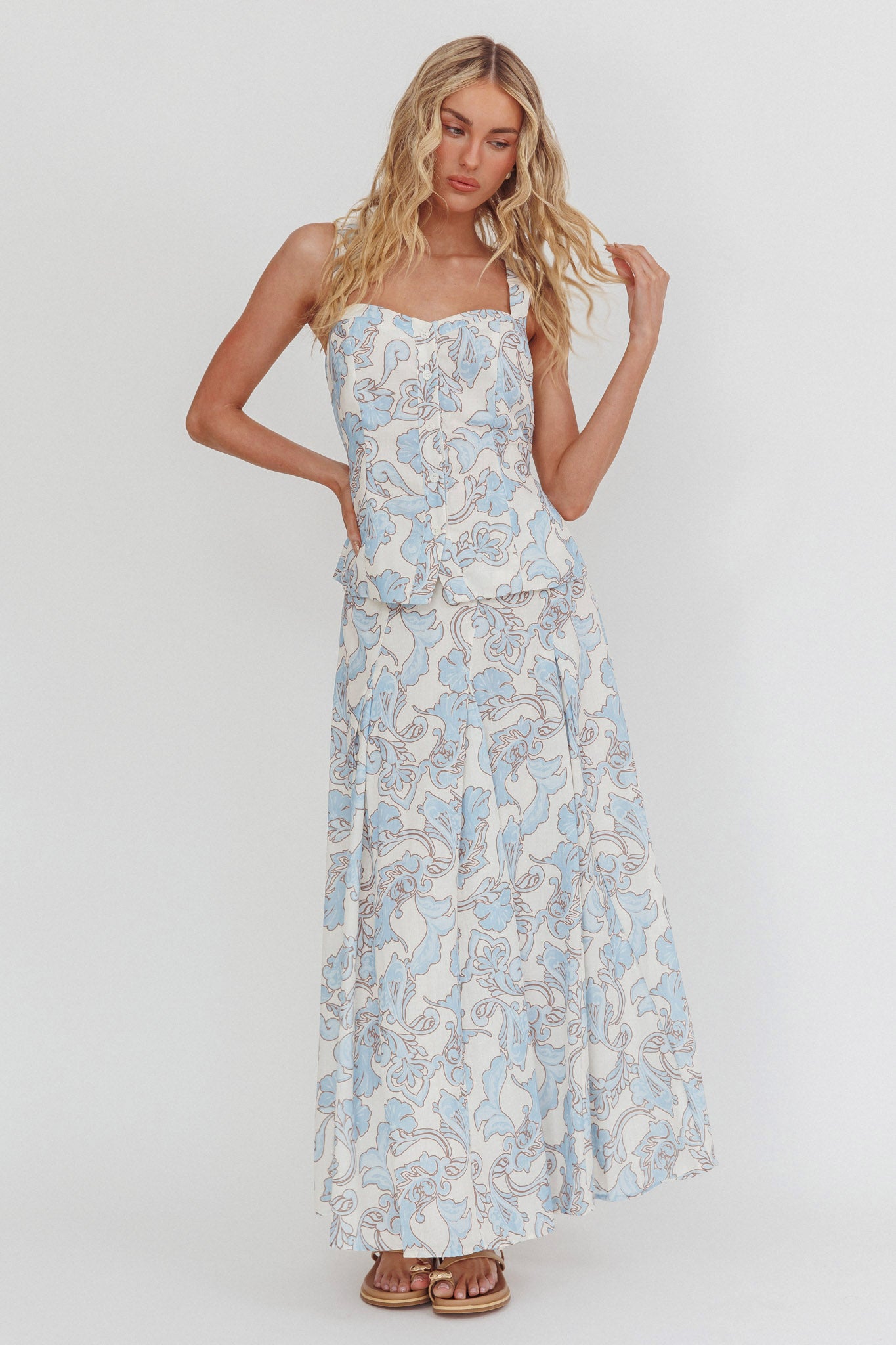 Morning Lights Godet Maxi Skirt Paisley-Fable Dress