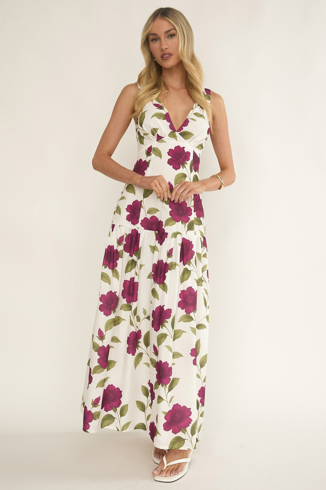 Begonia Drop Waist Maxi Dress Allegra Floral-Fable Dress