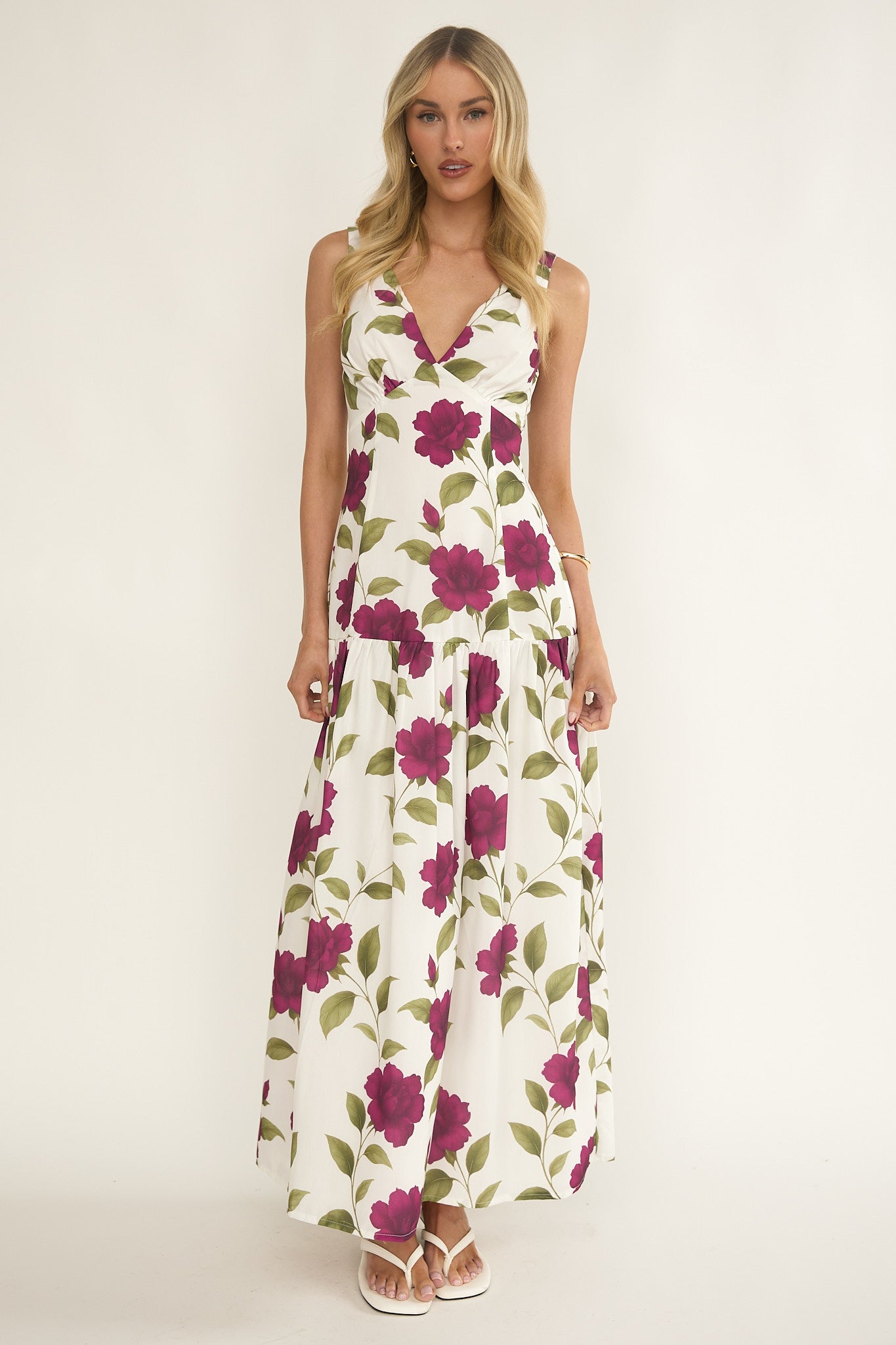 Begonia Drop Waist Maxi Dress Allegra Floral-Fable Dress