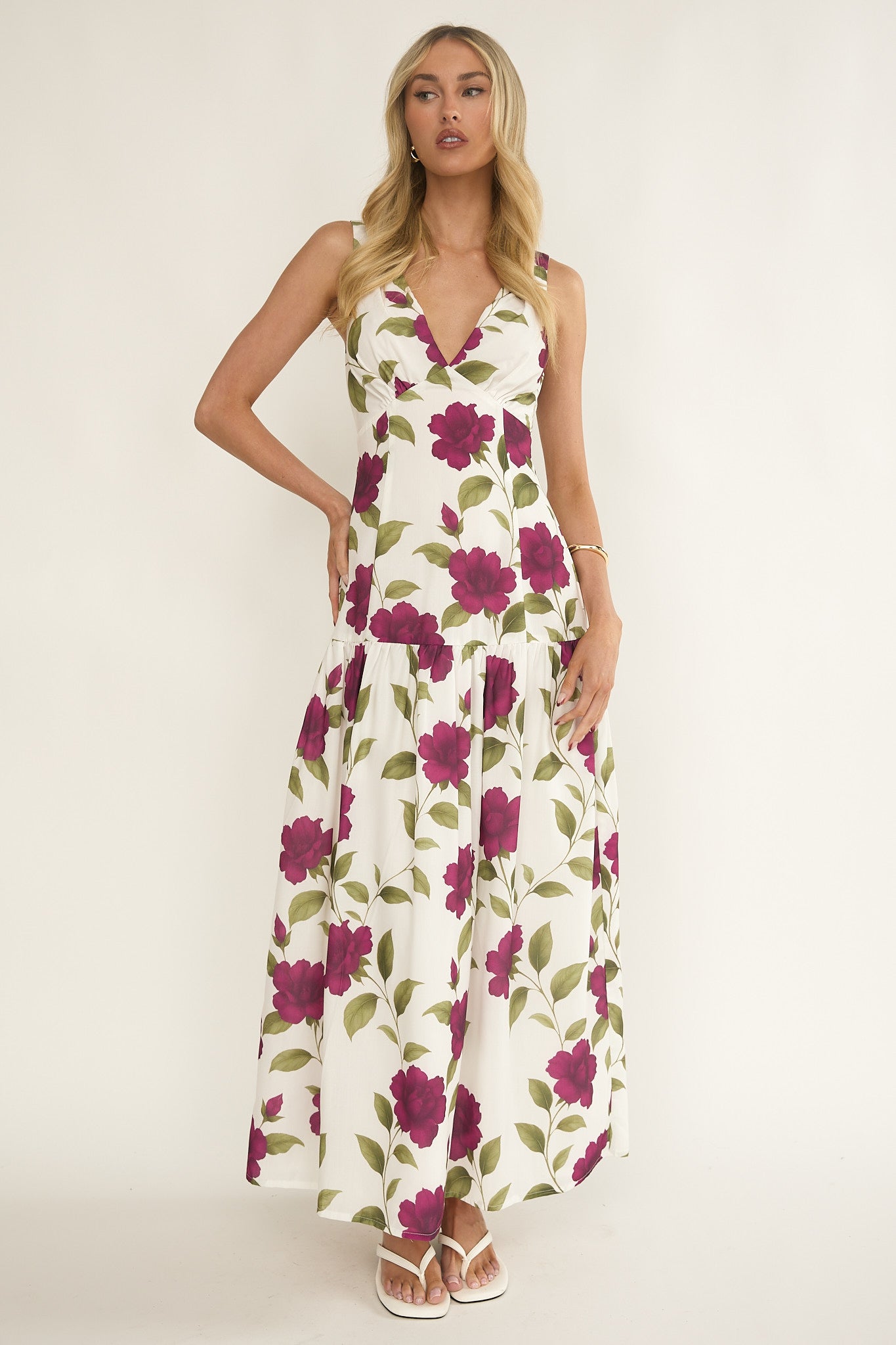Begonia Drop Waist Maxi Dress Allegra Floral-Fable Dress