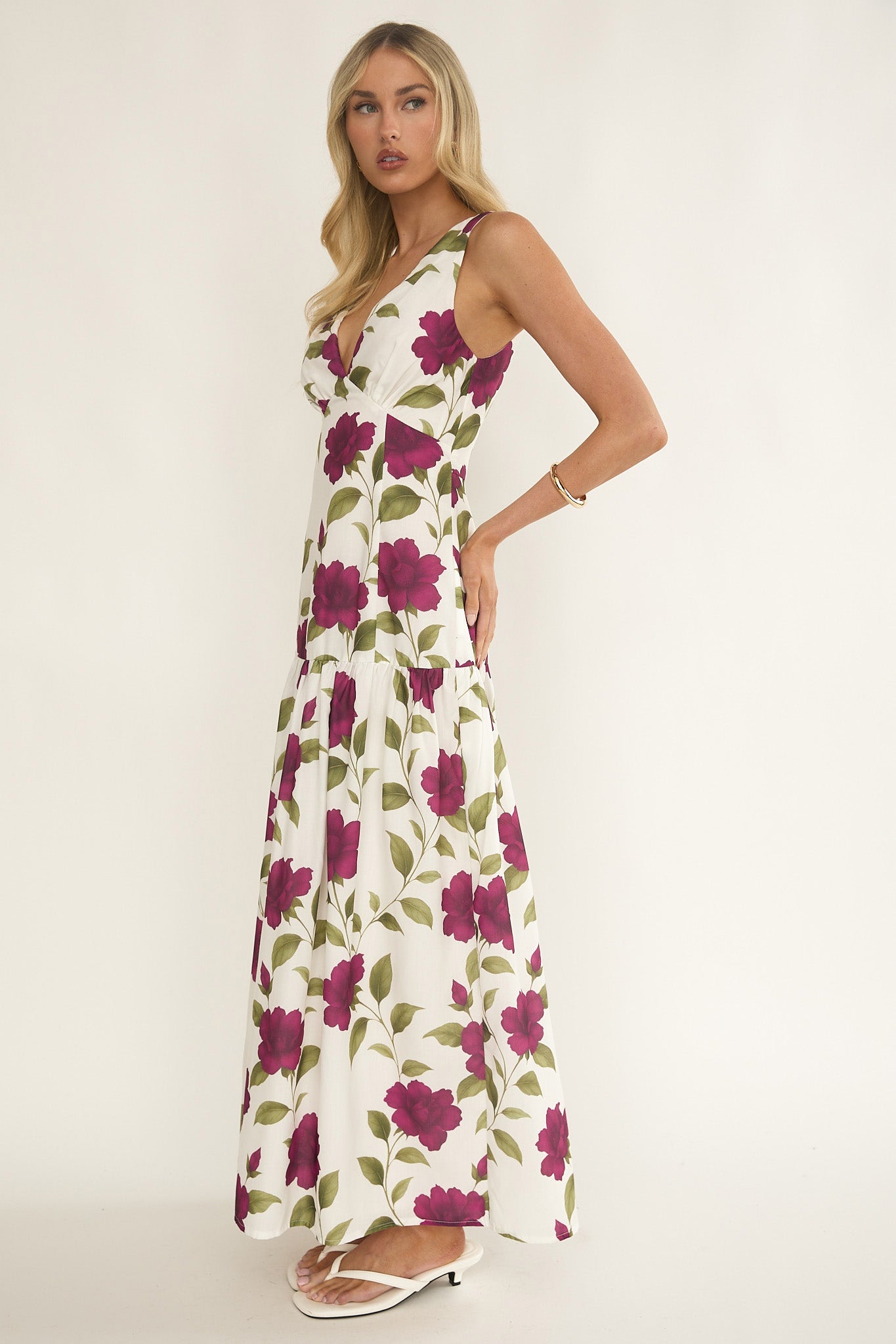 Begonia Drop Waist Maxi Dress Allegra Floral-Fable Dress