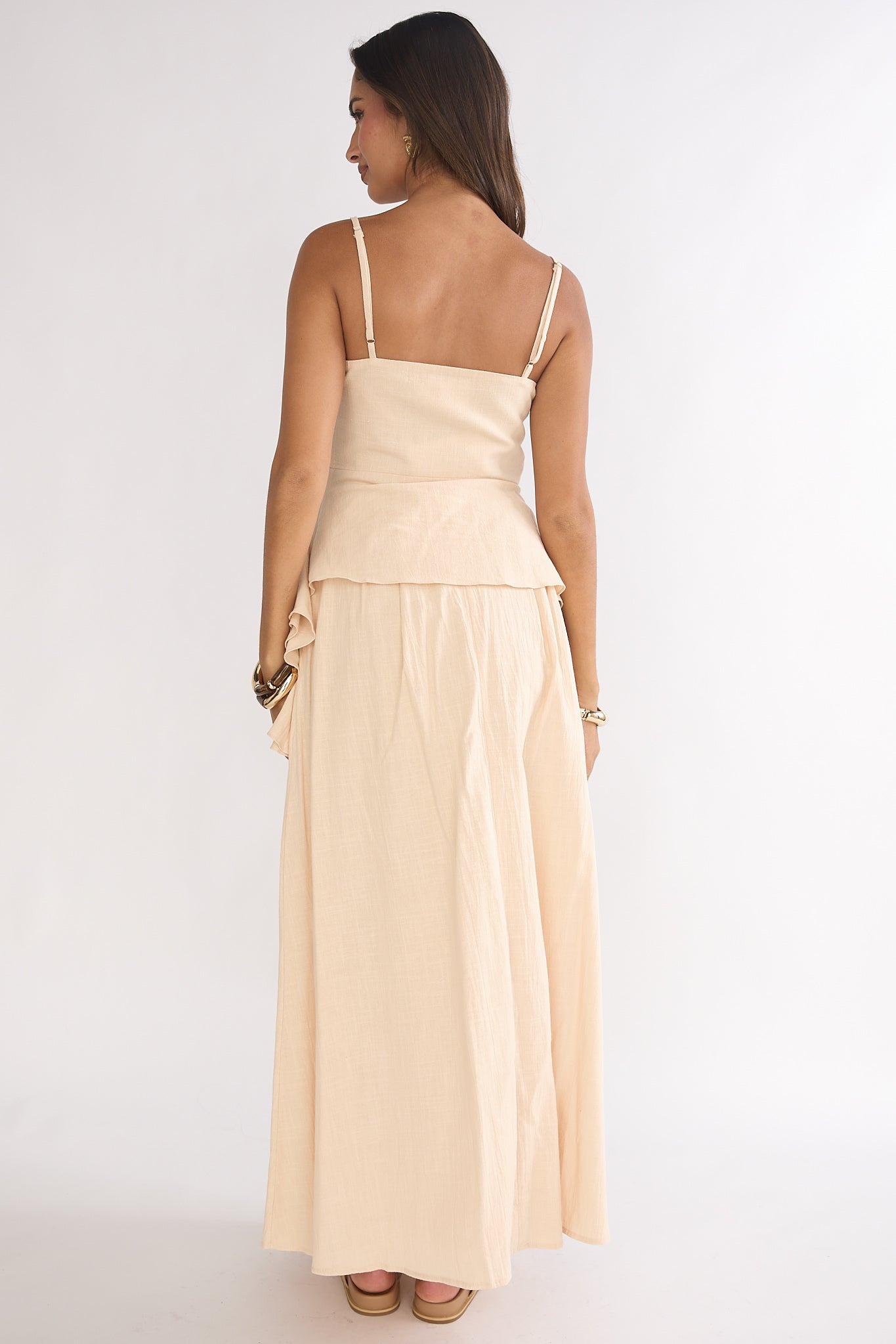 Riviera Romance Pleat Maxi Skirt Cream-Fable Dress