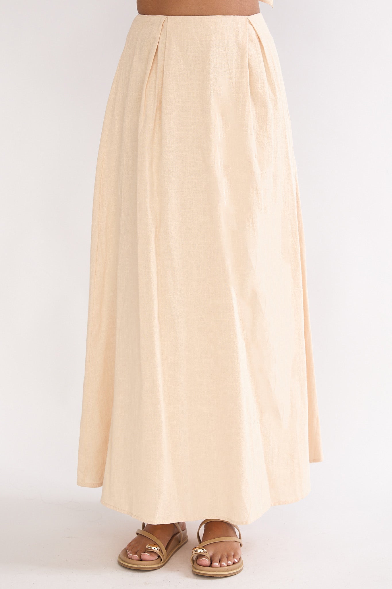 Riviera Romance Pleat Maxi Skirt Cream-Fable Dress
