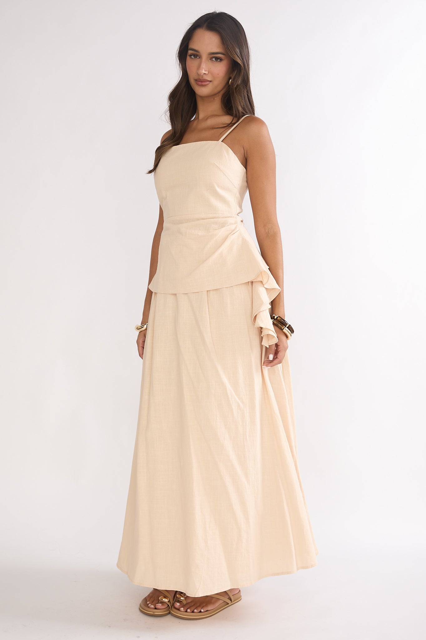 Riviera Romance Pleat Maxi Skirt Cream-Fable Dress