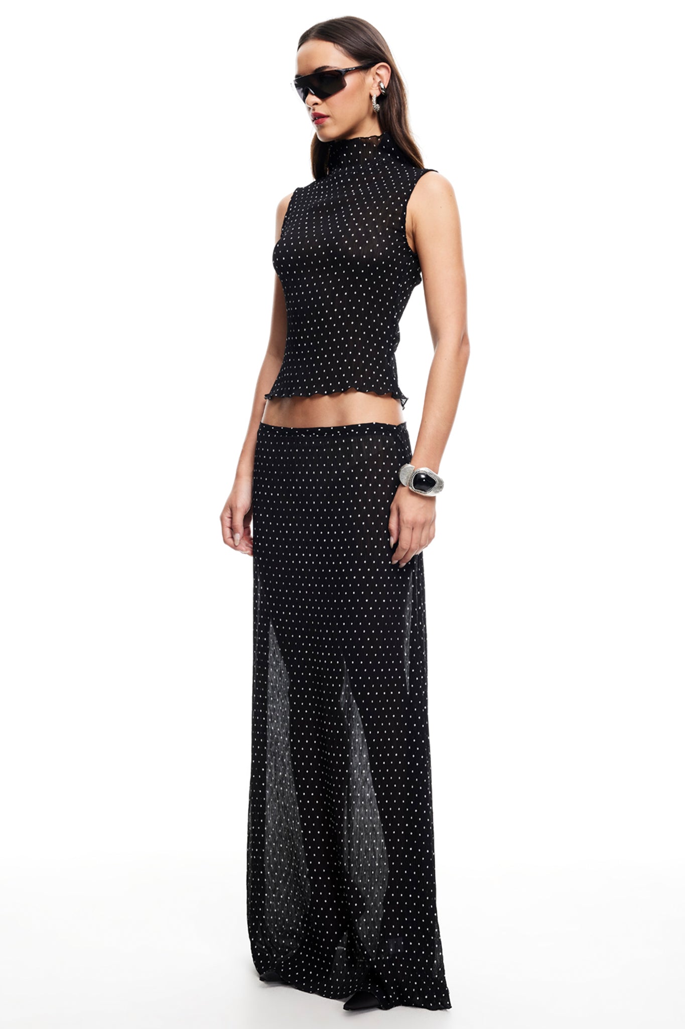 LIONESS Ford Maxi Skirt Onyx Polka-Fable Dress