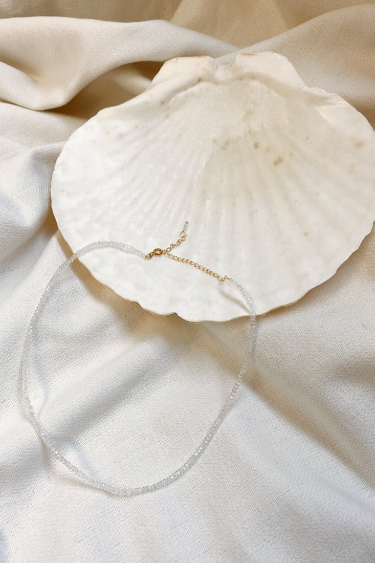 Misty Clear Crystal Bead Necklace-Fable Dress