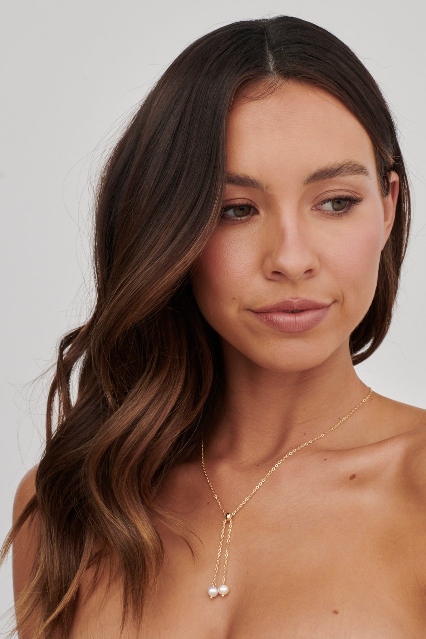 Esme Pearl Drop Necklace Gold-Fable Dress