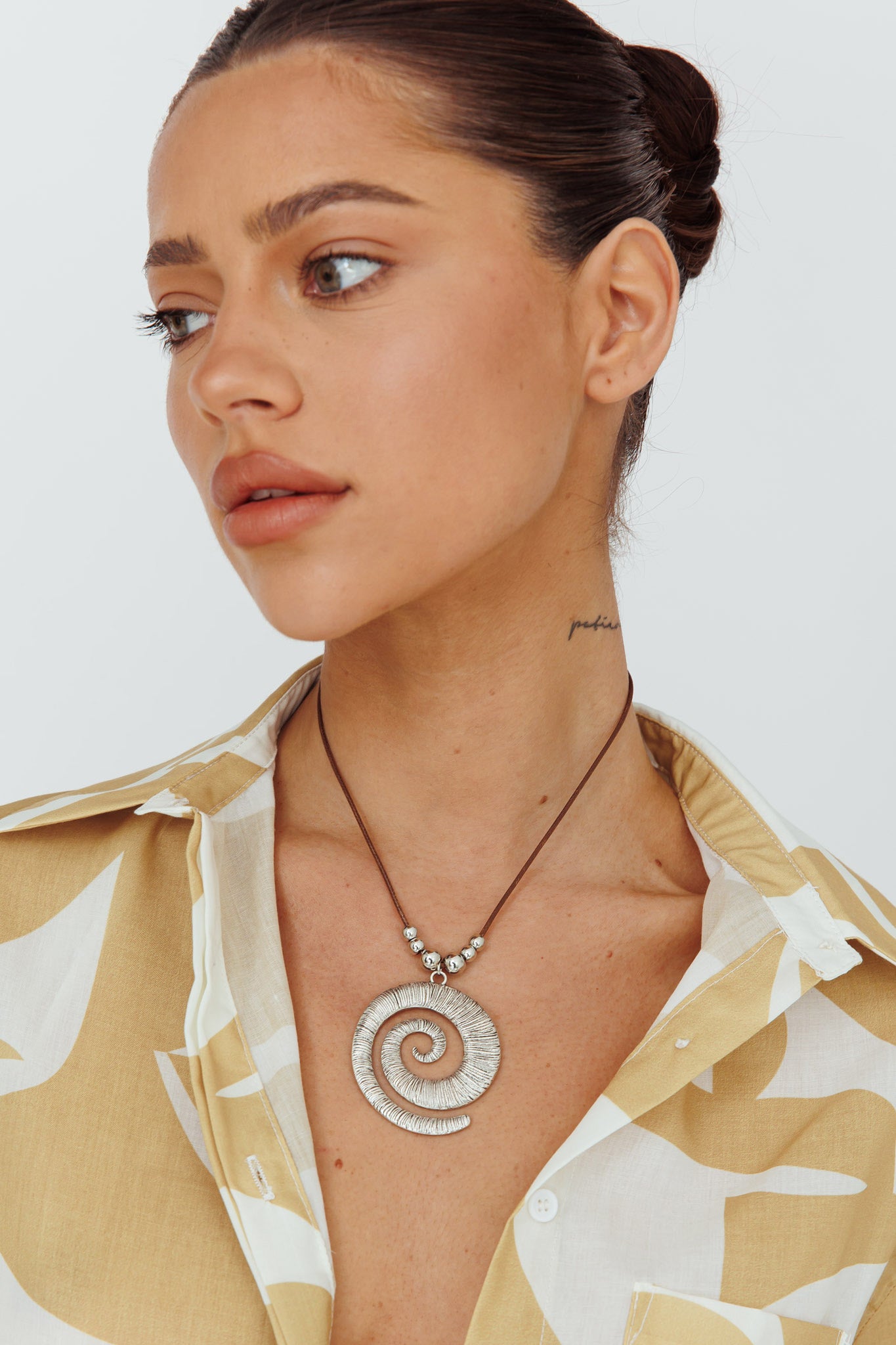 Coolum Swirl Pendant Necklace Silver-Fable Dress