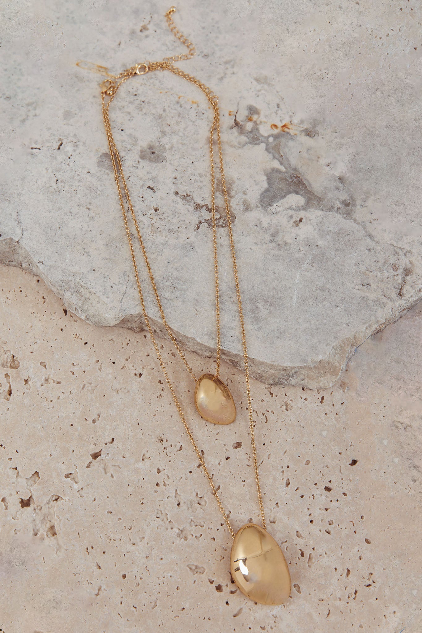 Moonlight Double Chain Pendant Necklace Gold-Fable Dress