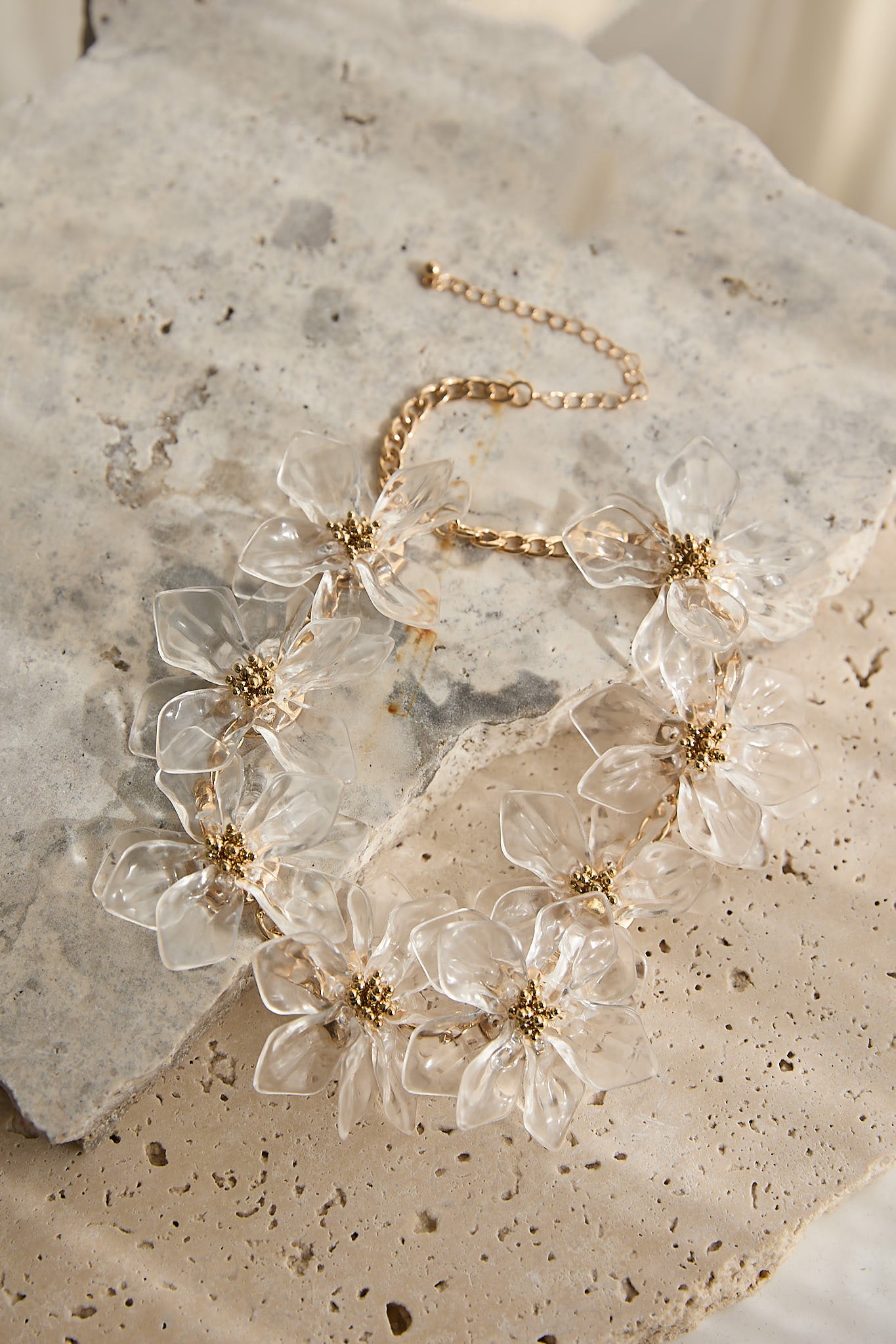 Mendoza Acrylic Floral Necklace Clear-Fable Dress