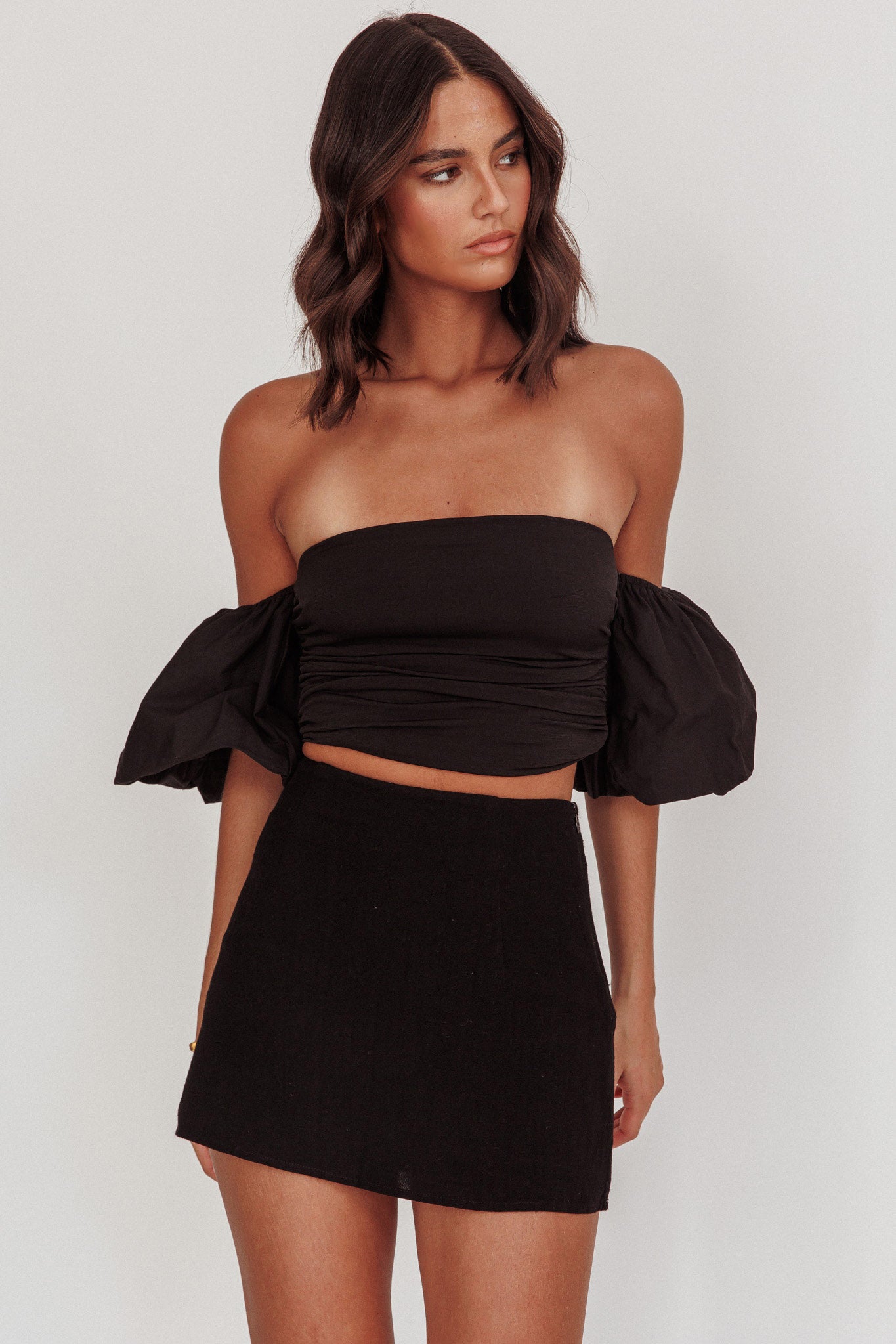 Daily Love Fitted Mini Skirt Black-Fable Dress