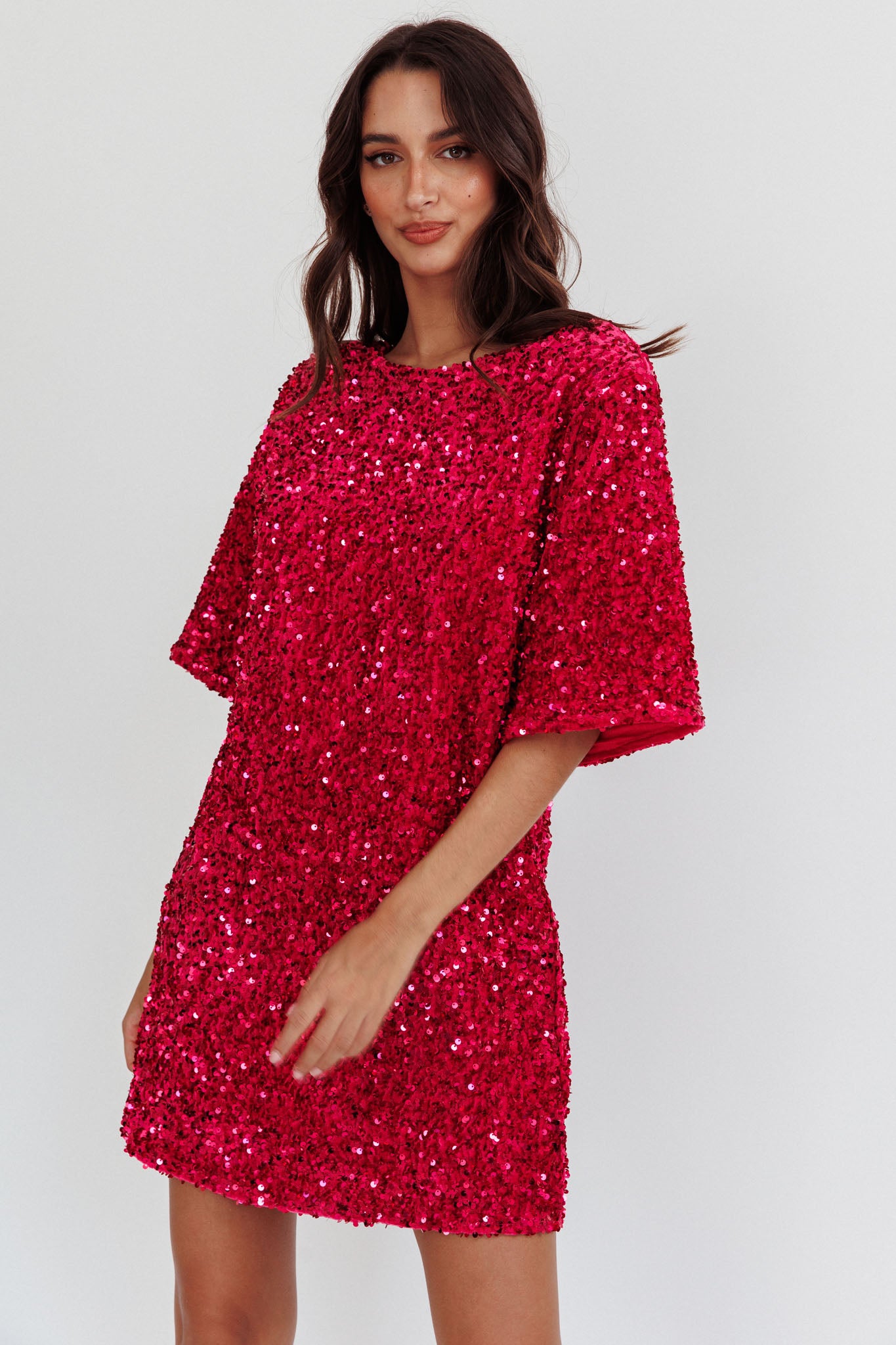Miramar Backless Sequin Dress Fuchsia-Fable Dress