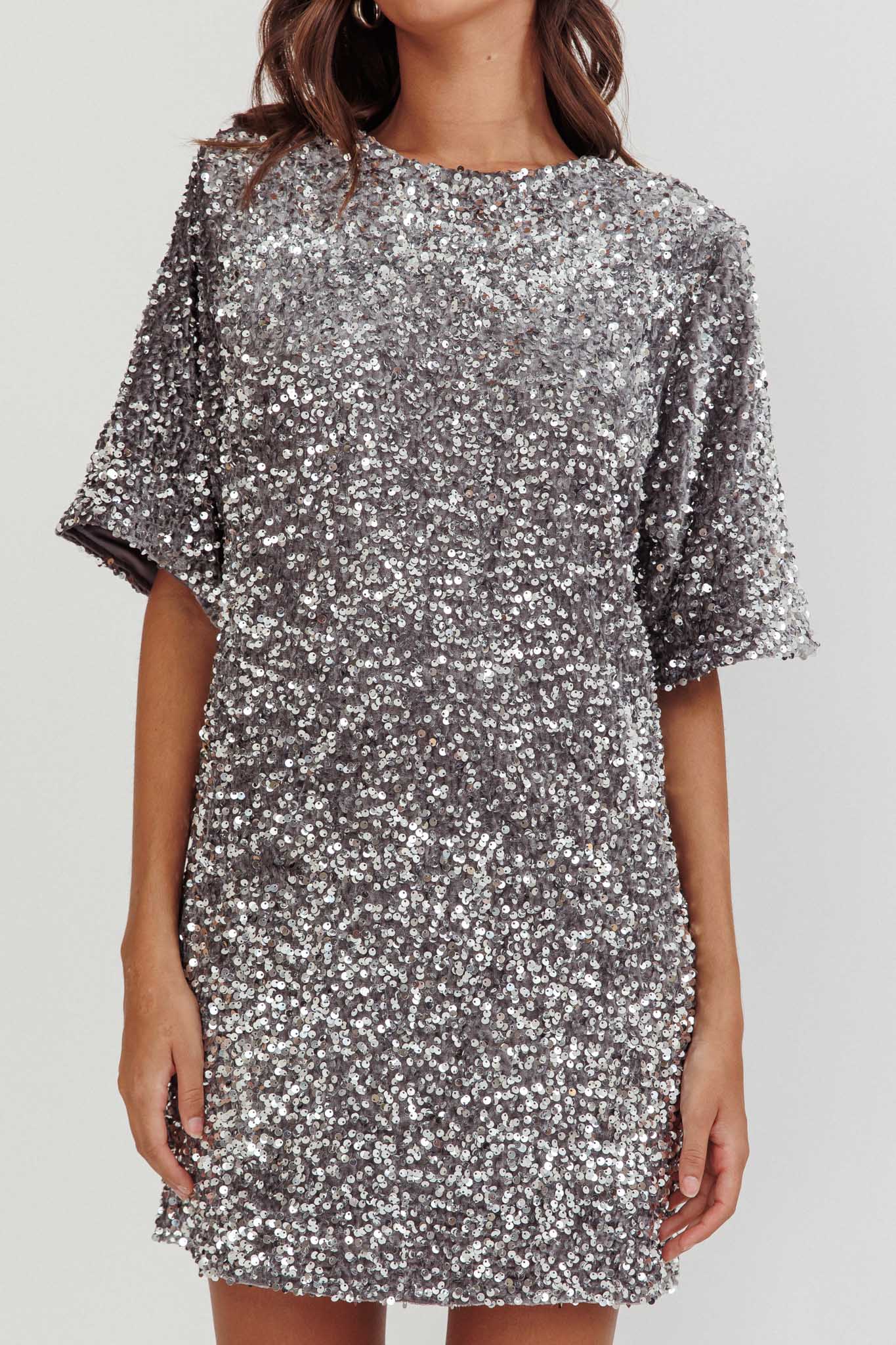 Miramar Backless Sequin Dress Silver-Fable Dress